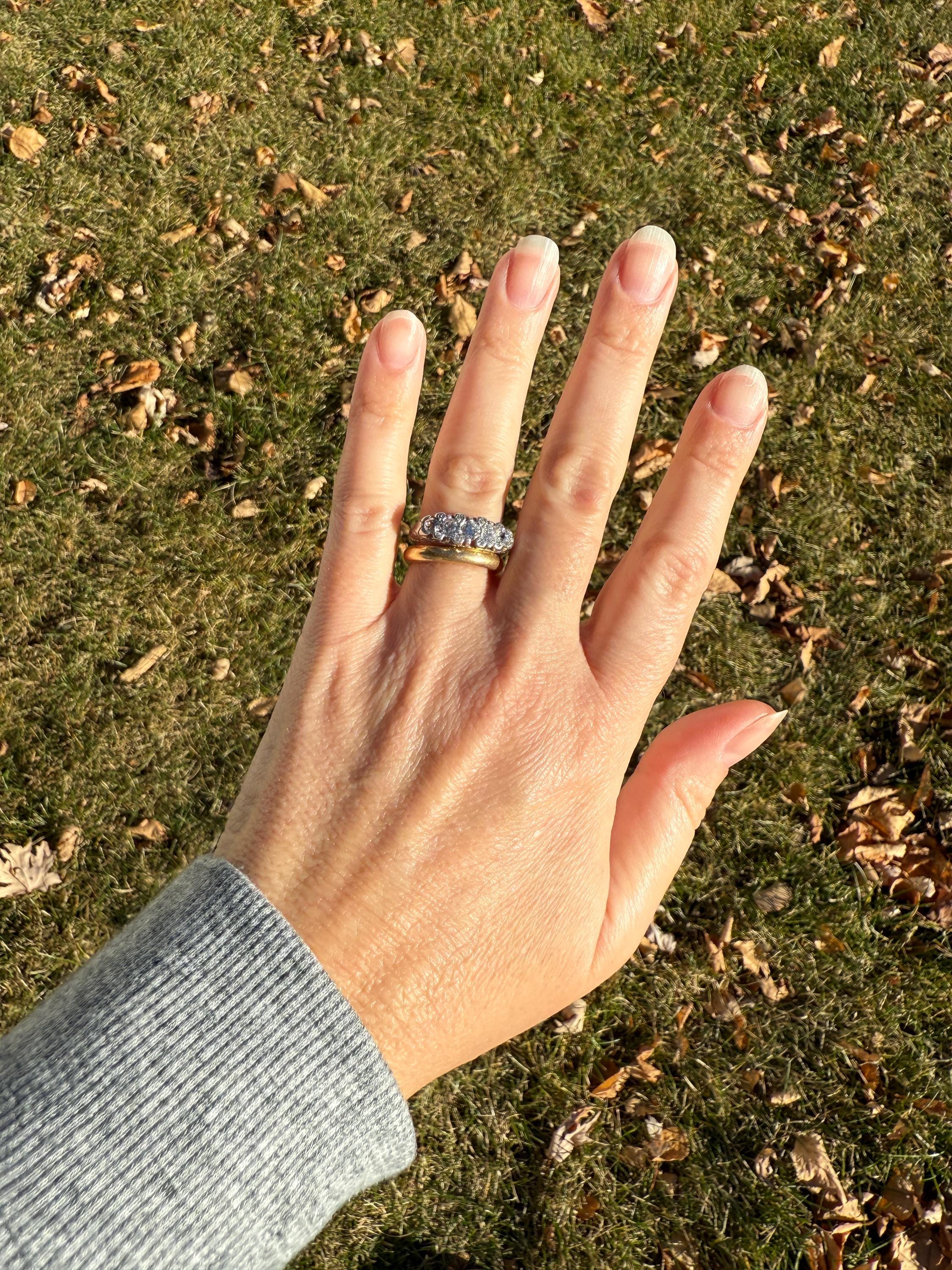 Antique One Carat Old Mine Cut DIAMOND 5 Five Stone Band Ring Platinum Rose Cut Spacers Gemset Prongs Scrolled French Edwardian - Image 15
