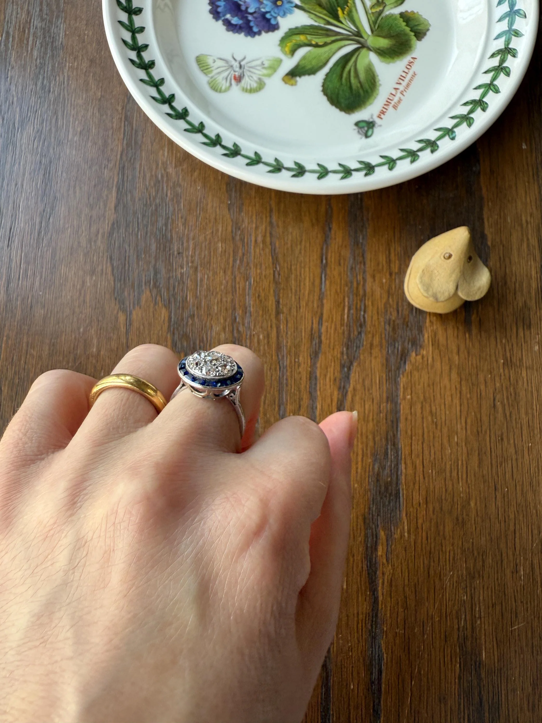 Antique One CARAT Old Mine Cut DiAMOND Cluster Sapphire HALO Ring Carre Square Cut Tall Domed Bauble Stacker French Platinum 18k White Gold - Image 14