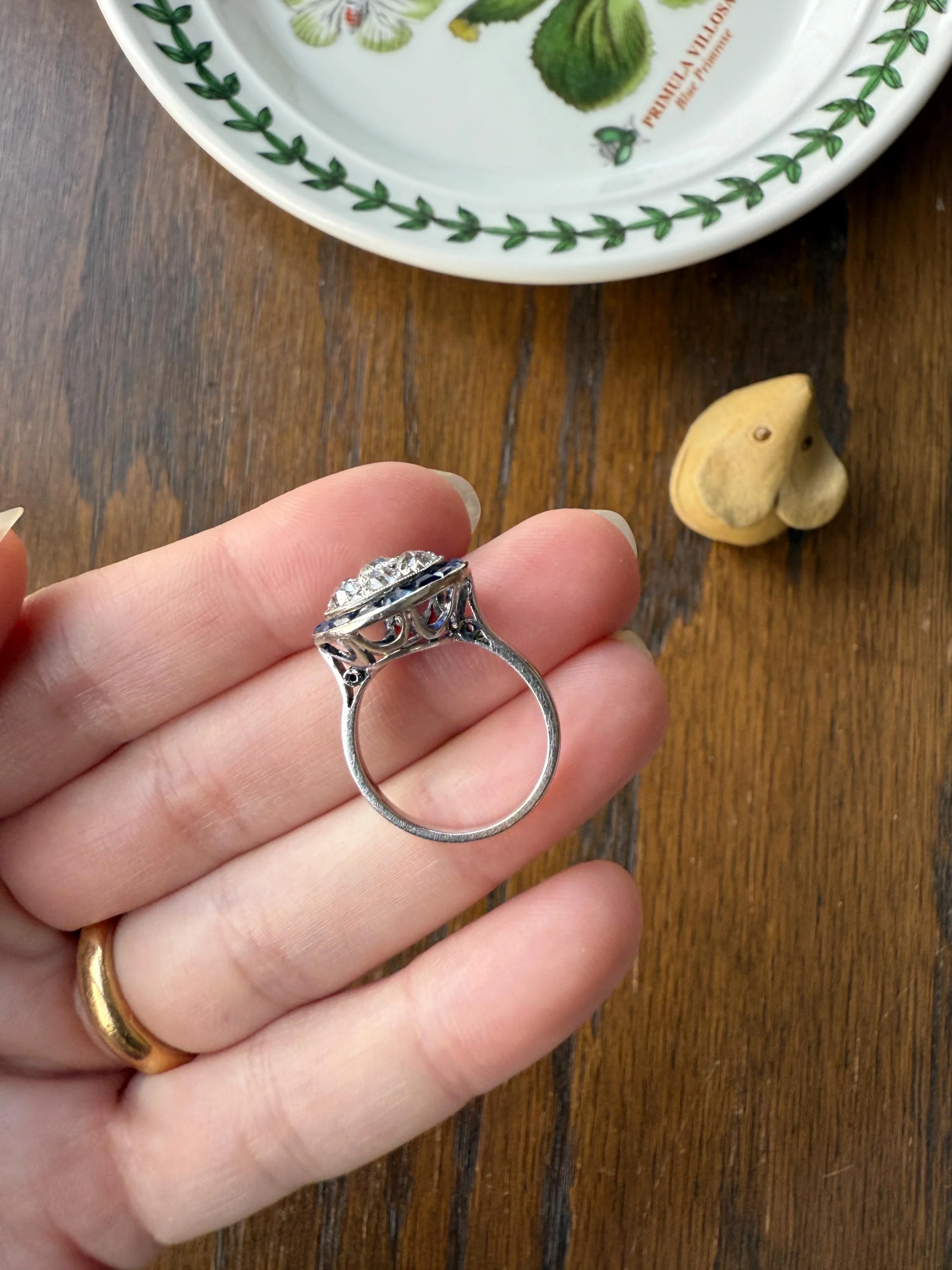 Antique One CARAT Old Mine Cut DiAMOND Cluster Sapphire HALO Ring Carre Square Cut Tall Domed Bauble Stacker French Platinum 18k White Gold - Image 20