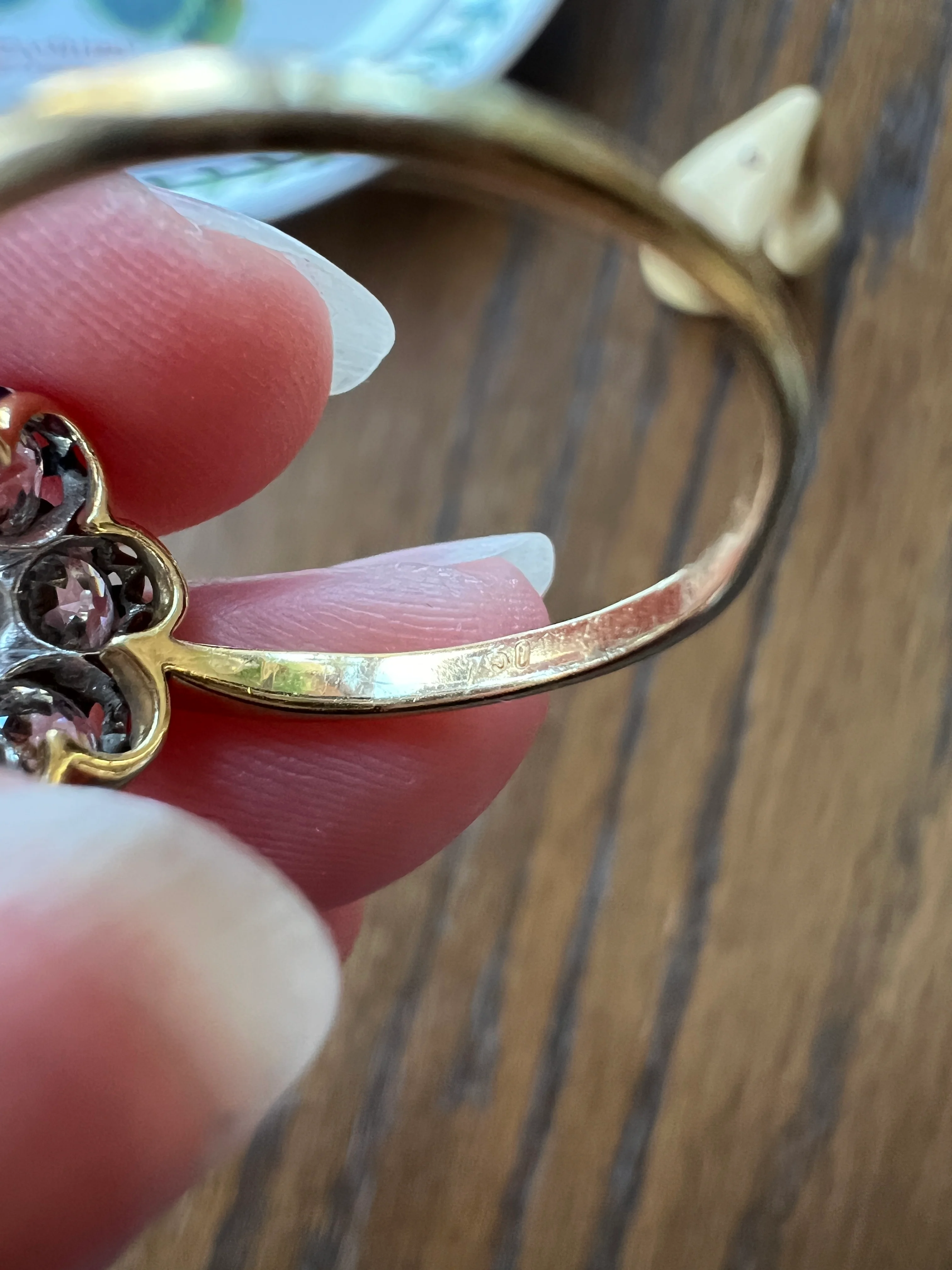 Antique OVAL 3 Carats Old Mine Cut DIAMOND Ring Scalloped Halo Daisy Cluster Stacker 3Ctw OmC - Image 13