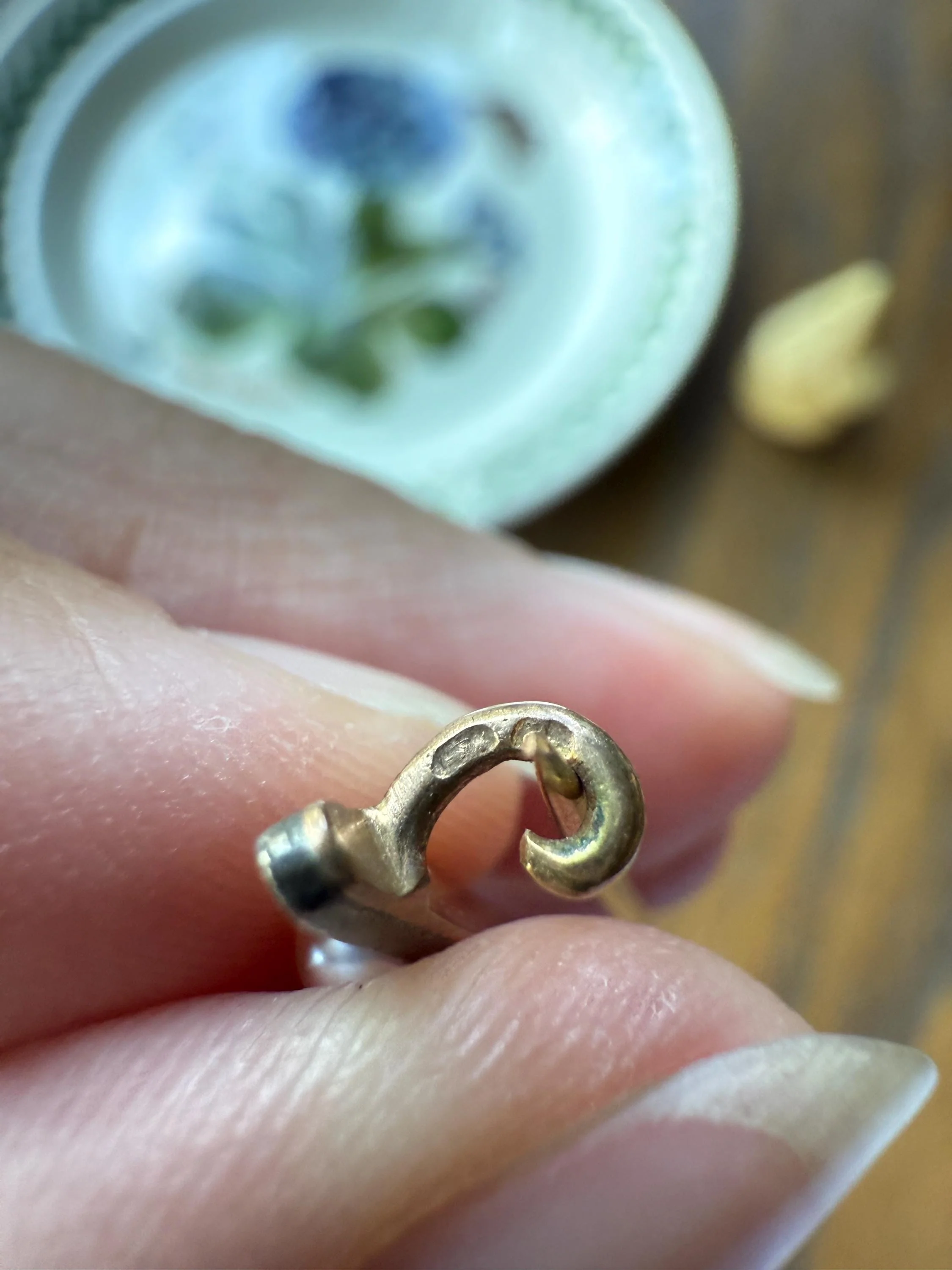 Antique Pearl Rose Cut Diamond Bar Brooch Extender Connector Pin 18k Gold Silver Solid French Linear Victorian Hair Pin - Image 8