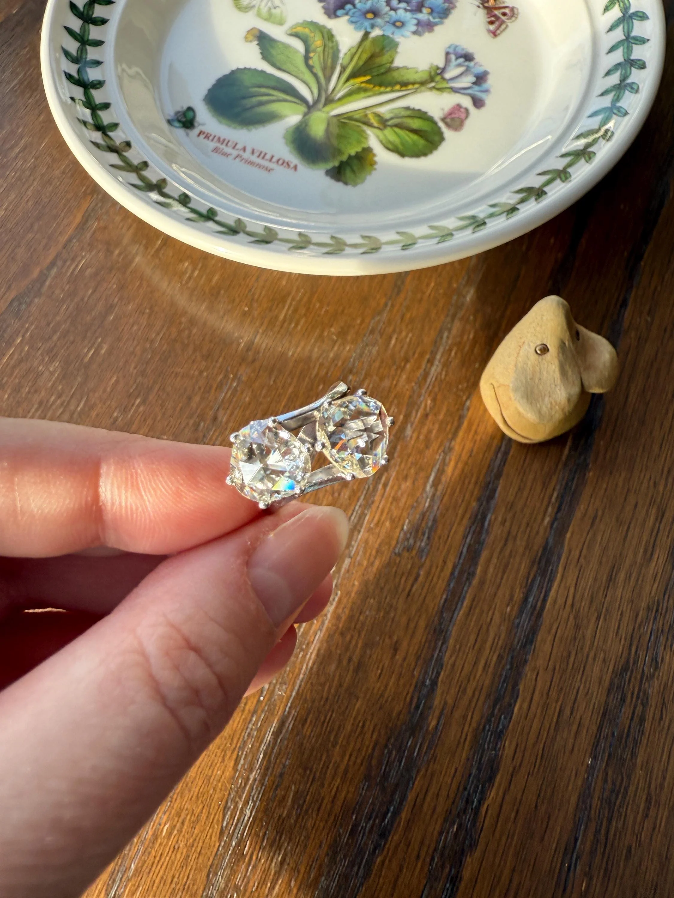 Antique Rose Cut DIAMOND Toi et Moi Ring In Box Double Disco Ball 5.5 Carat Face Up Spready Pear 14k White Gold French Art Deco Tall Ring - Image 15
