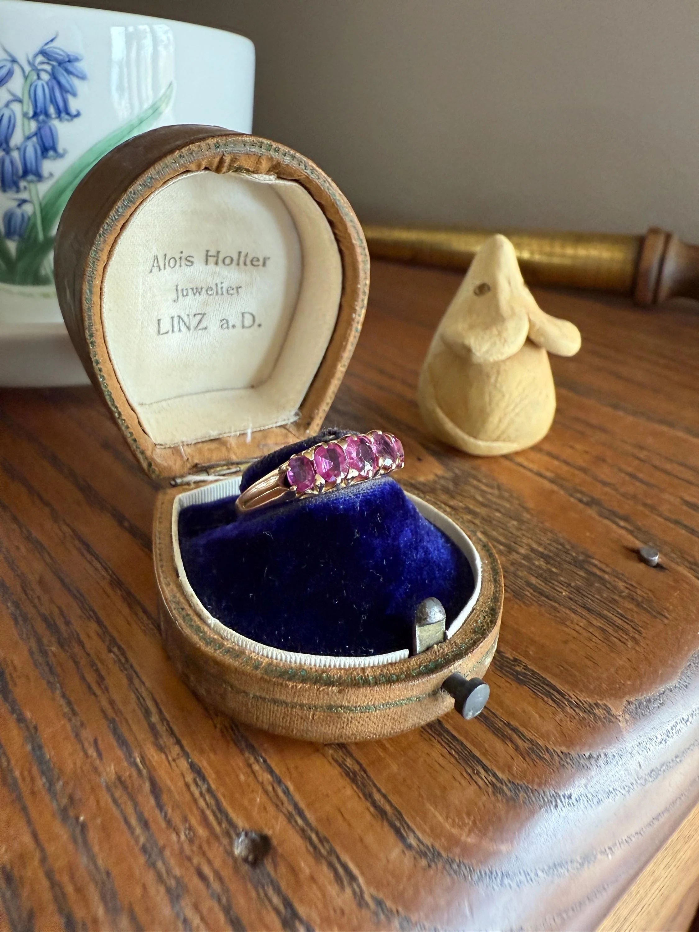 Antique Ruby Pink Sapphire Victorian Antique Five Stone Stacker Band 10k Gold Ring - Image 17