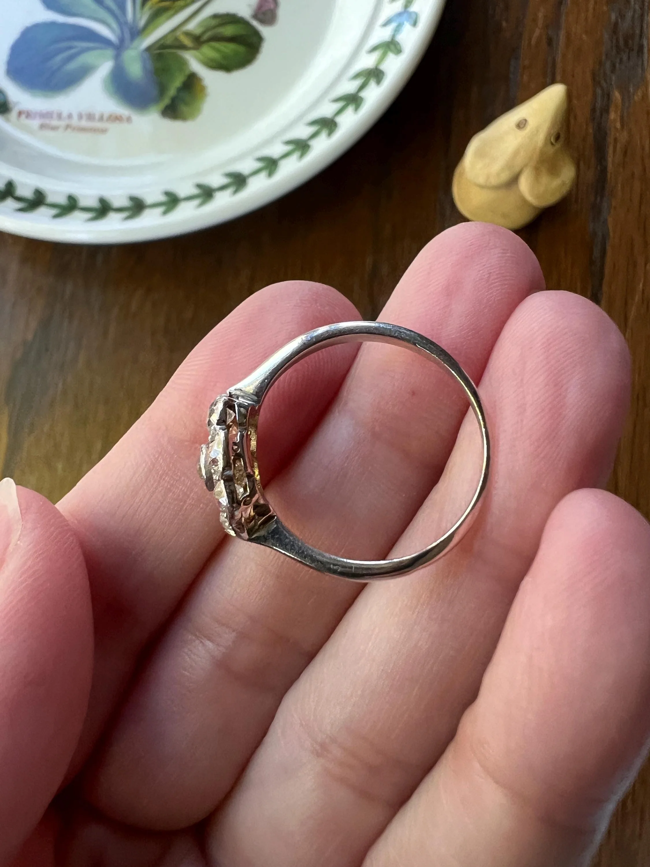 Antique Scalloped Daisy CLUSTER Ring 1.1 Carat Old Mine Cut DIAMOND French 18k Gold Nine Stone Ring - Image 10