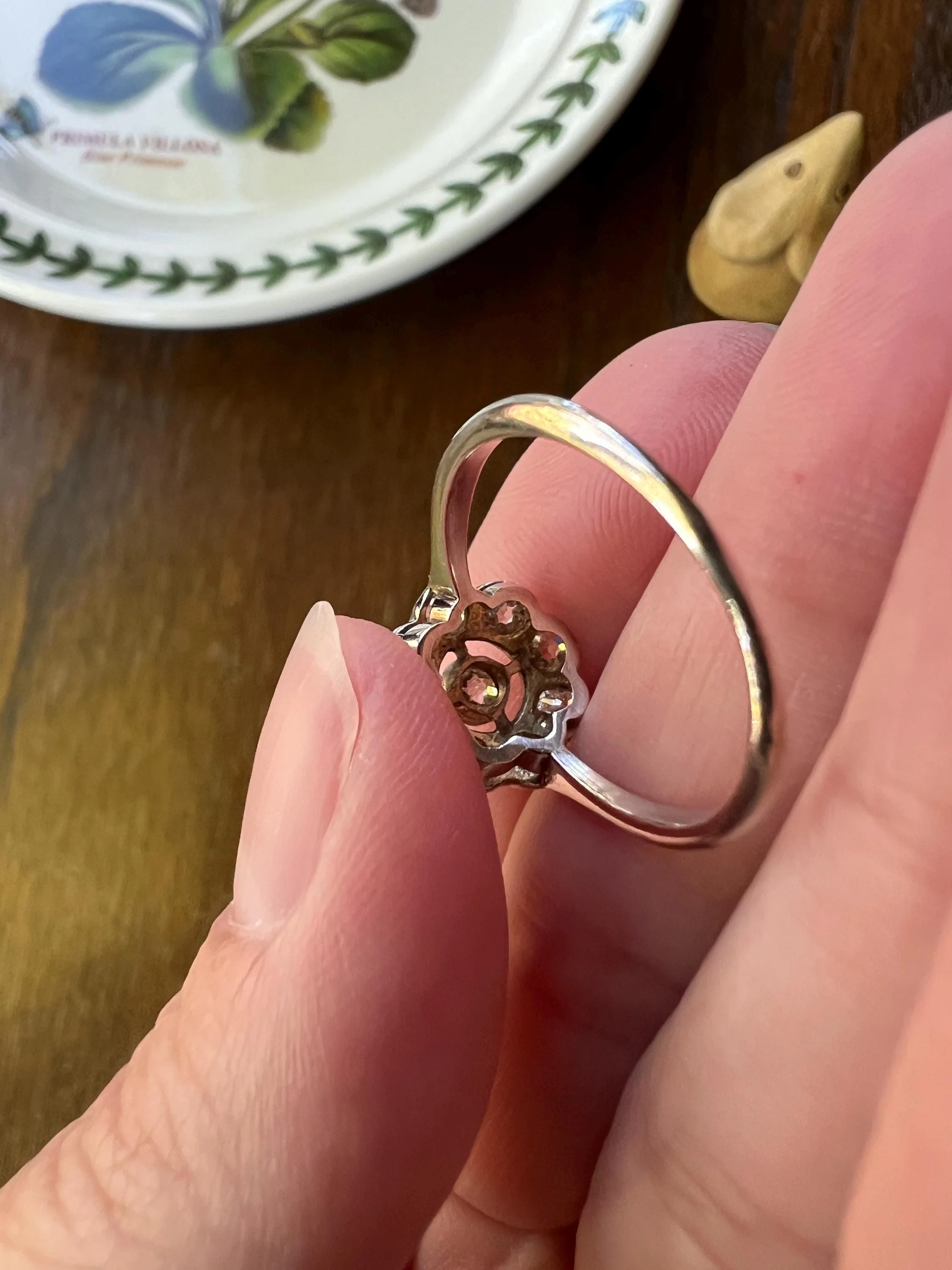 Antique Scalloped Daisy CLUSTER Ring 1.1 Carat Old Mine Cut DIAMOND French 18k Gold Nine Stone Ring - Image 9
