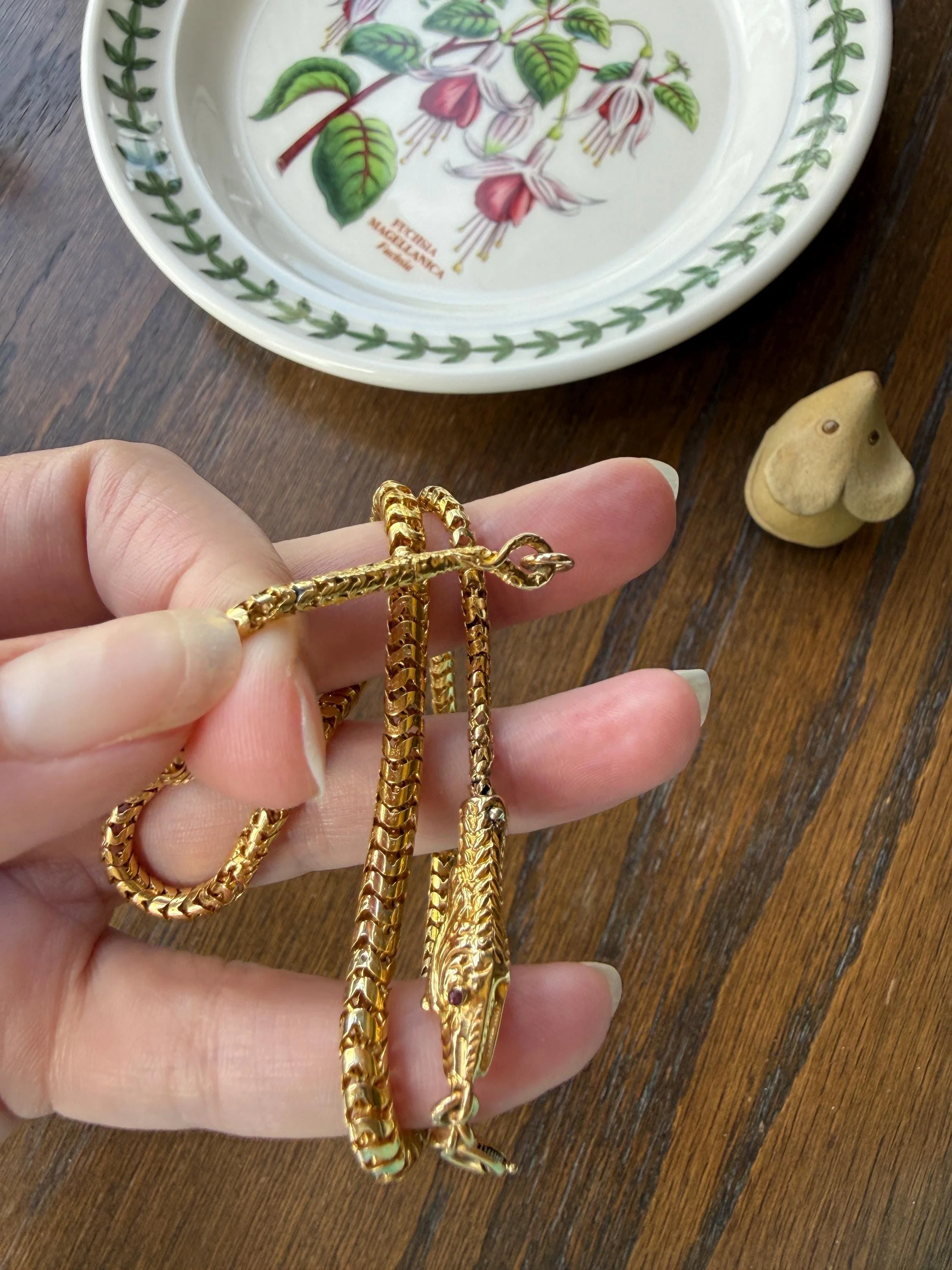 Antique SNAKE Head and Coiled Tail Reticulated Scales Chain 20g 18k Gold Solid Victorian Figural Heavy Necklace - Image 17