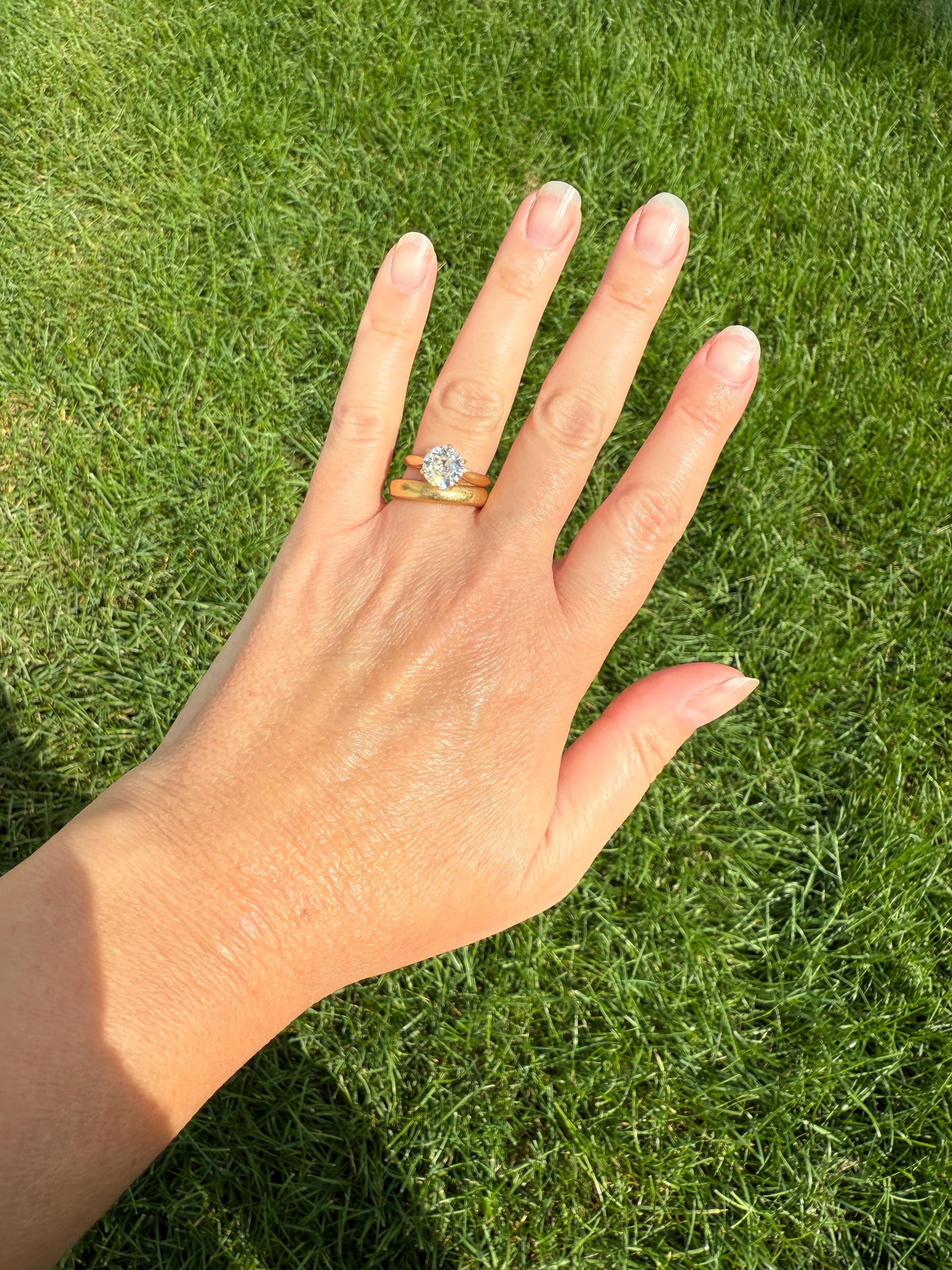 Antique Spready 1.6 CARAT Tall Old Mine Cut DIAMOND Solitaire French Engagement Ring 18k Gold Faces Up 1.8 OMC Daily Wear - Image 3
