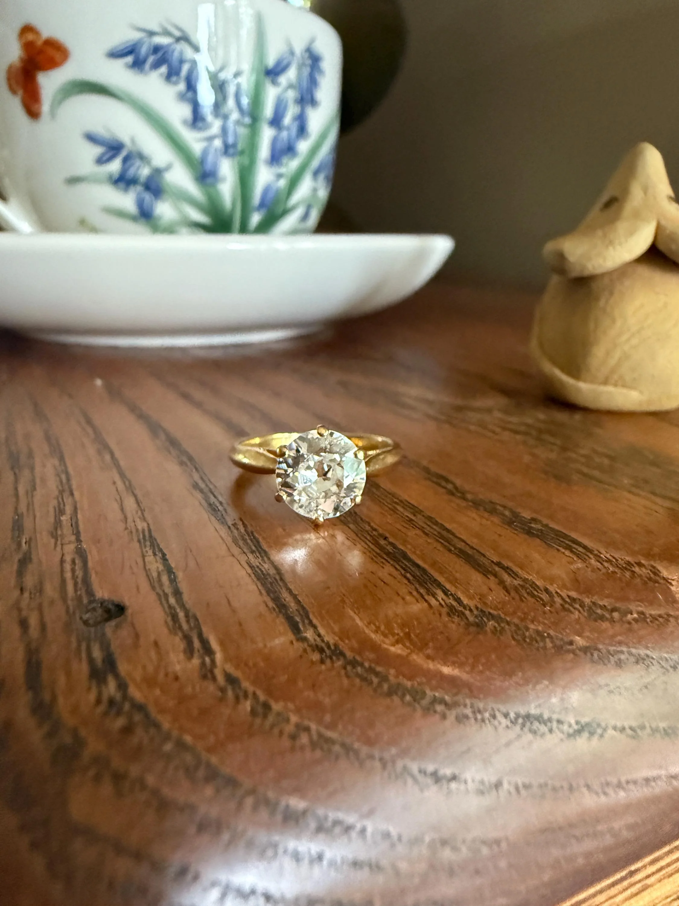 Antique Spready 1.6 CARAT Tall Old Mine Cut DIAMOND Solitaire French Engagement Ring 18k Gold Faces Up 1.8 OMC Daily Wear - Image 6