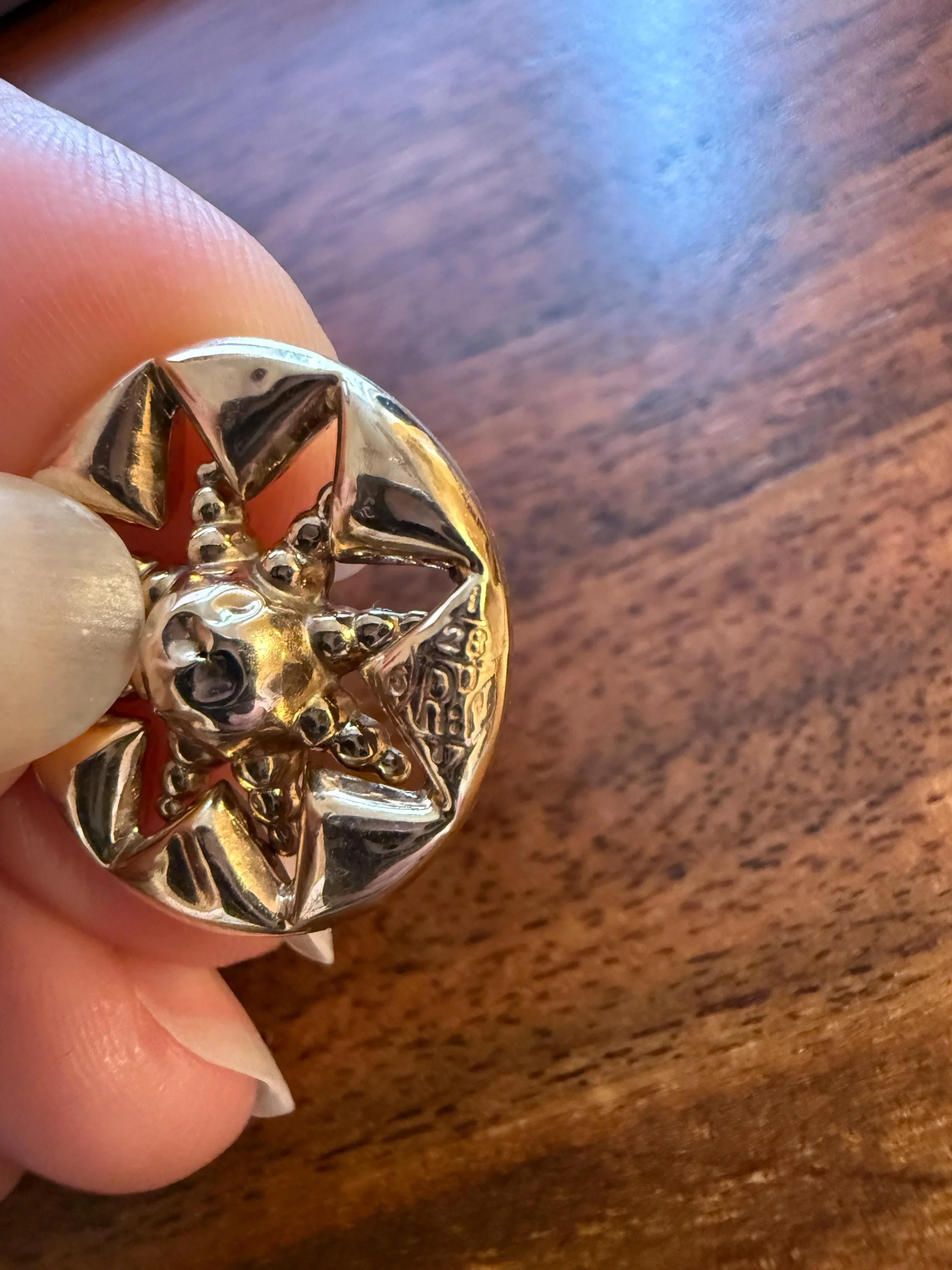 Antique STAR Sunburst 1800s Puffy Starburst 3D Victorian 9k GOLD EARRINGS Figural Ball Rivet - Image 18