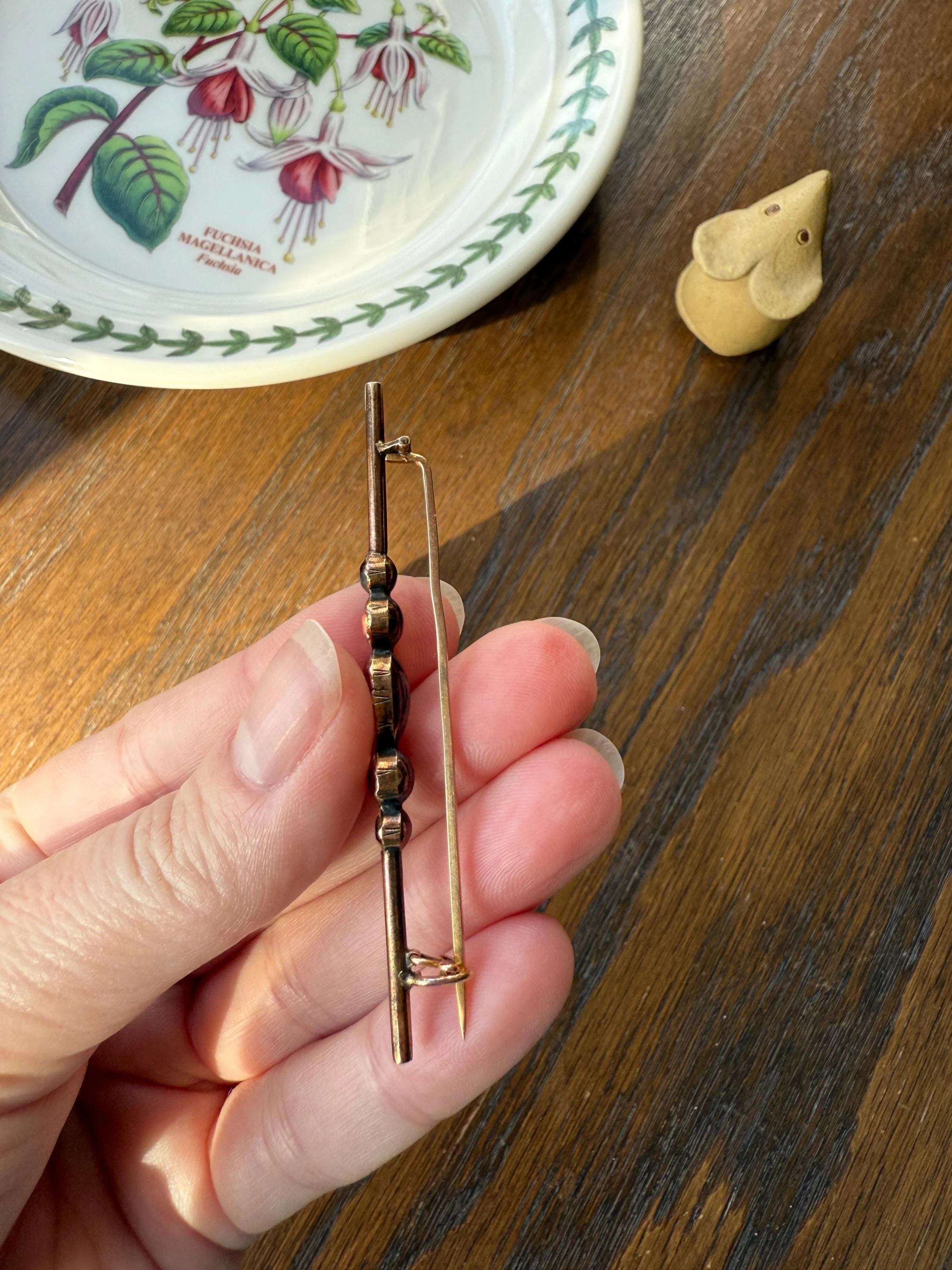 Antique Vinegar and Oil Foiled Citrine Five Stone Bar Line Brooch for Pendant Conversion Extender French Victorian 18k Gold Oval Geometric - Image 13