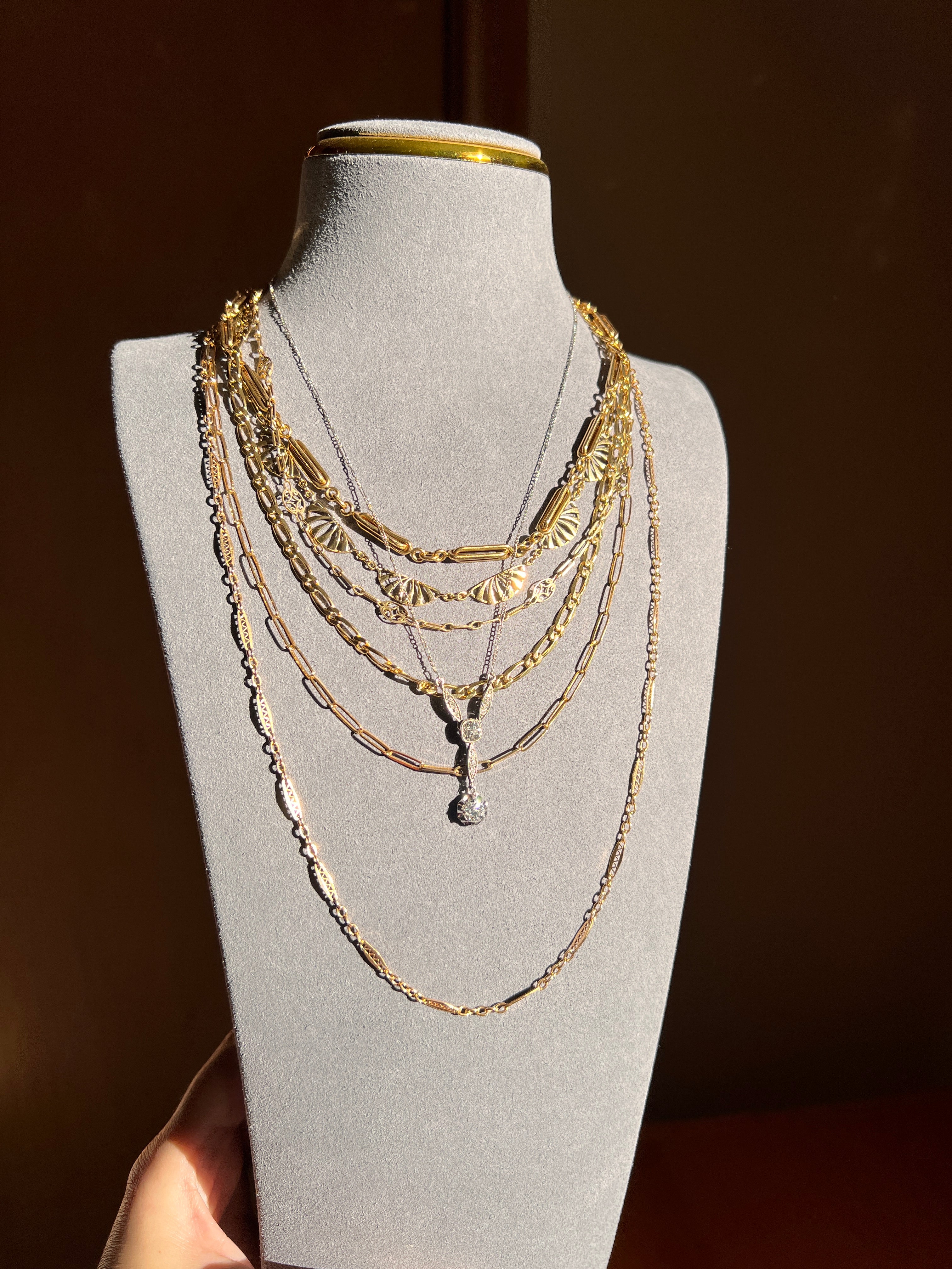 Art Deco 1.2 Carat Old Mine Cut DIAMOND French Antique 18k White Gold & Platinum Y Pendant on Chain Necklace - Image 14