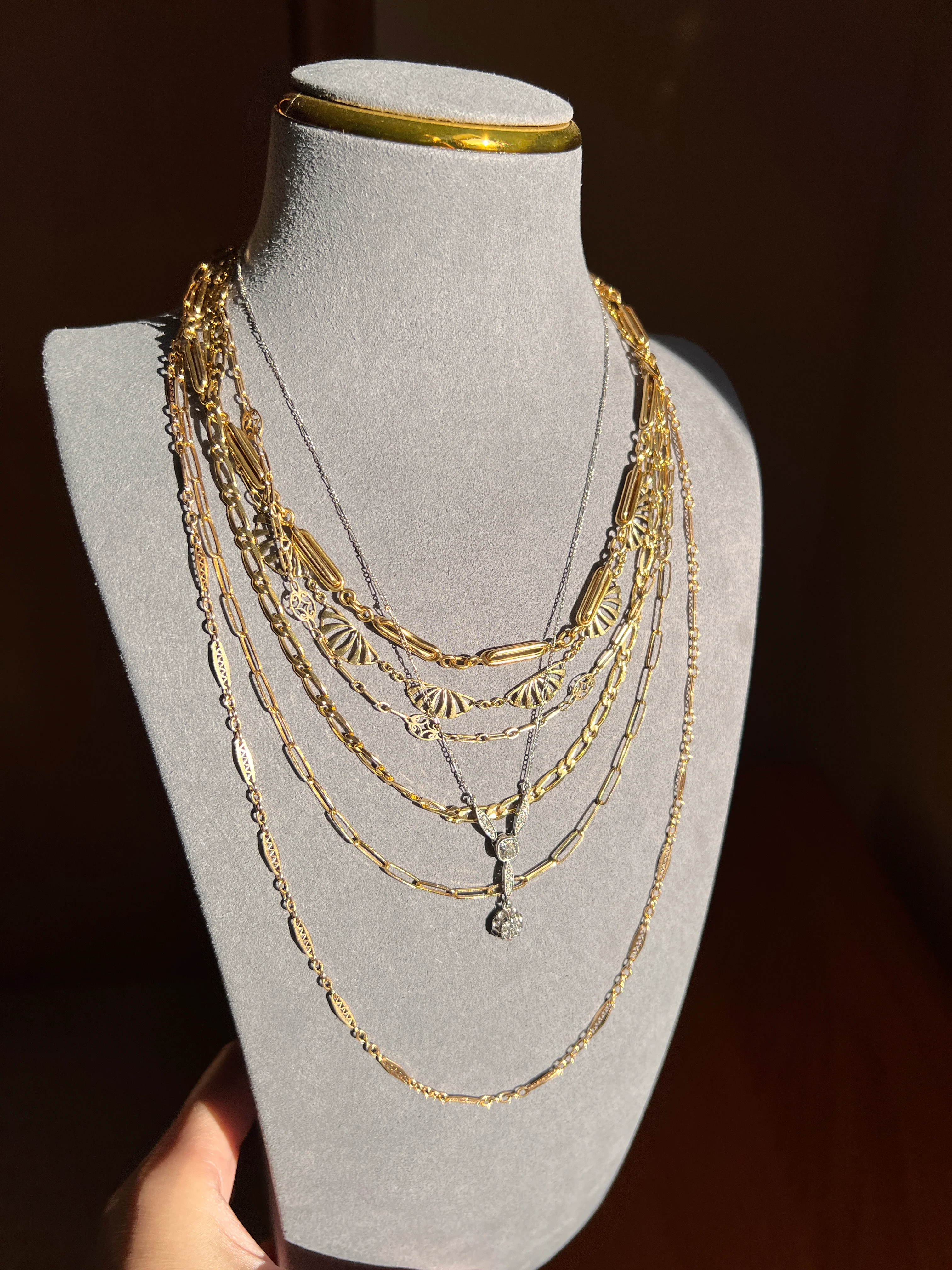Art Deco 1.2 Carat Old Mine Cut DIAMOND French Antique 18k White Gold & Platinum Y Pendant on Chain Necklace - Image 16