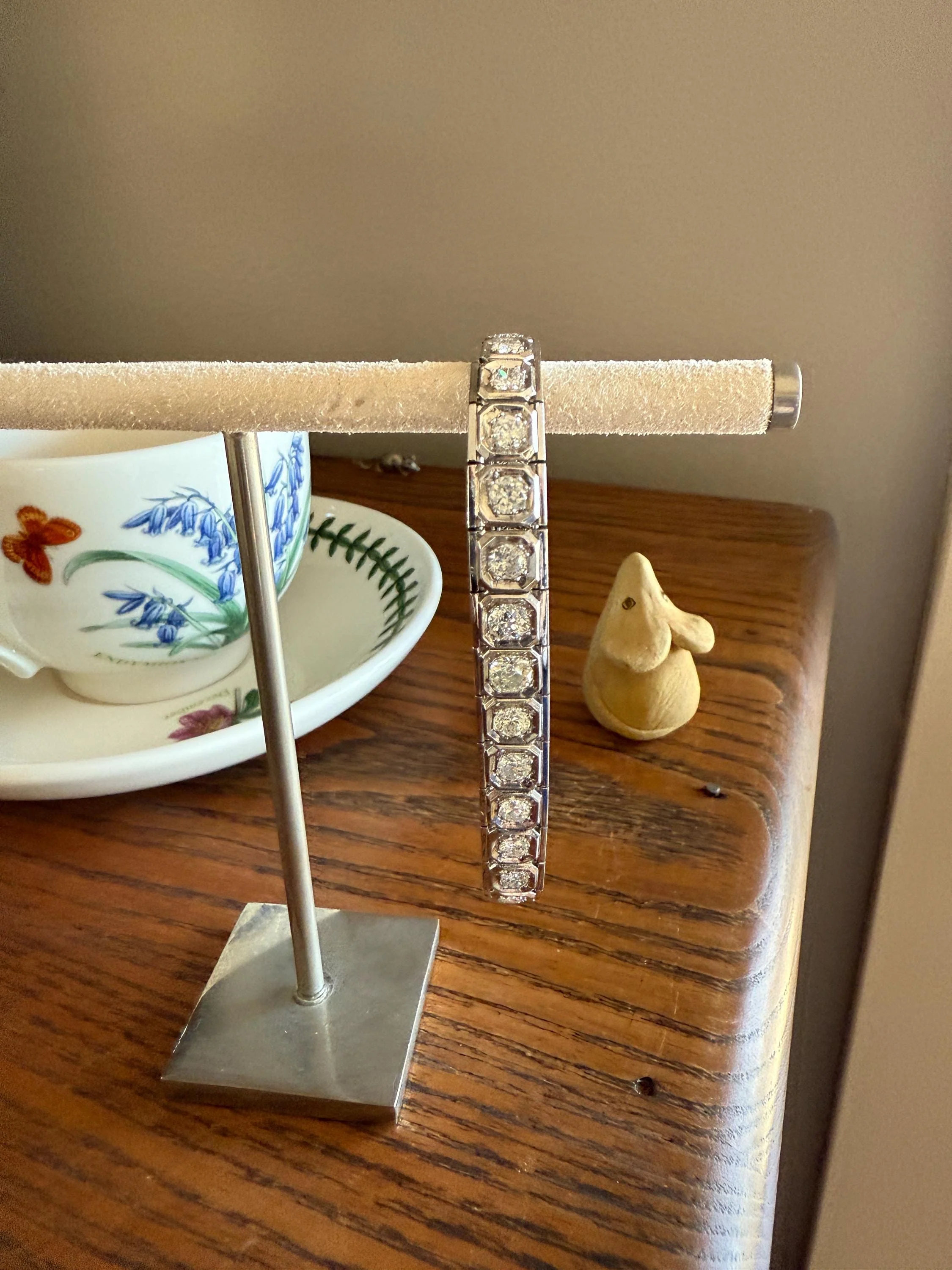 Art Deco 4.9 Carat 33 Old Mine & Transitional Cut Octagon DIAMOND Tennis Bracelet Platinum 18k White Gold Vintage Bezel Set Wriststack 5Ct - Image 6