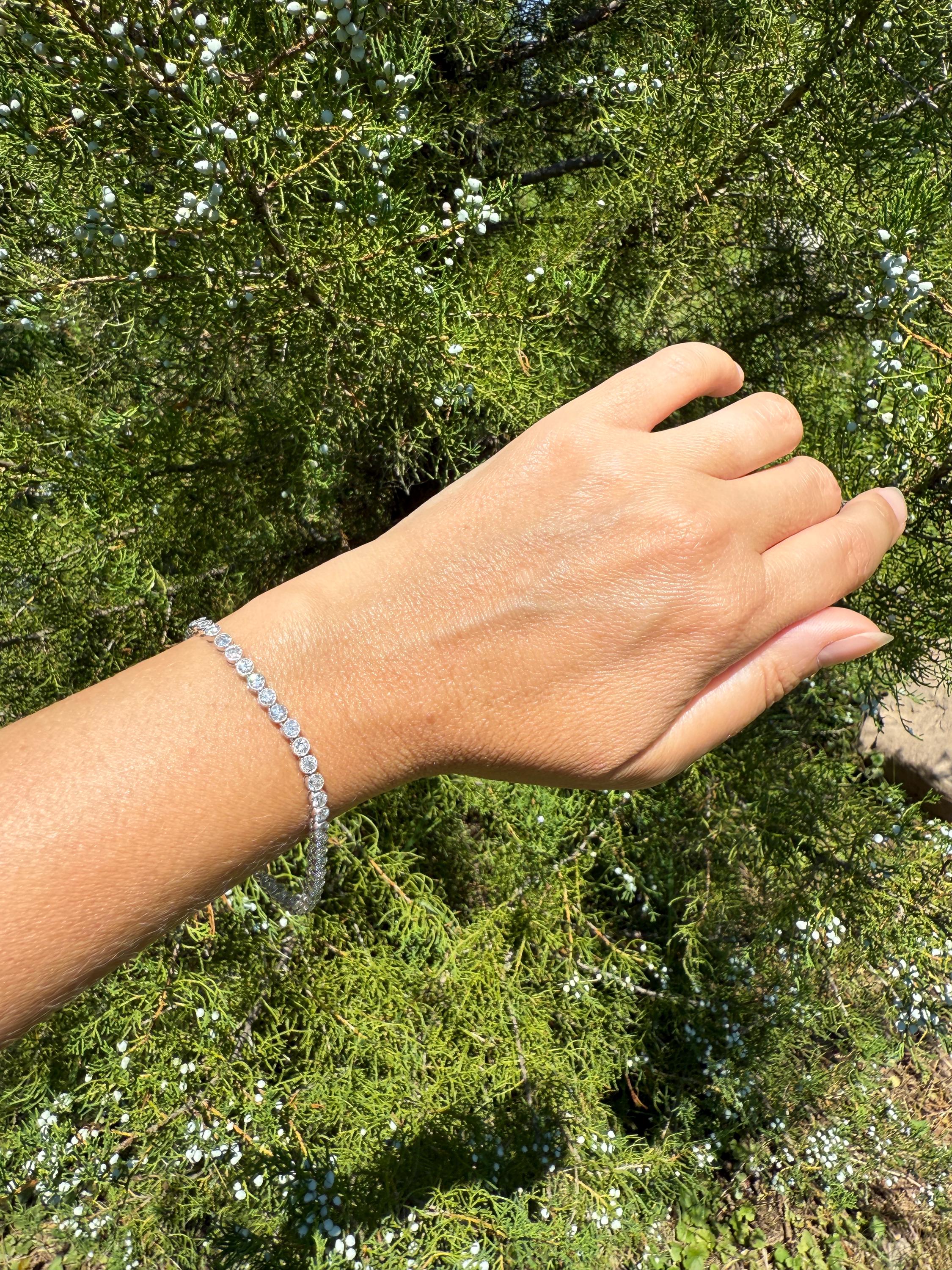 Art Deco 5.1 Carat 49 Old Mine & Transitional Cut DIAMOND Tennis Bracelet 18k White Gold Vintage Bezel Set Milgrain Wriststack 5Ctw Stacker - Image 4