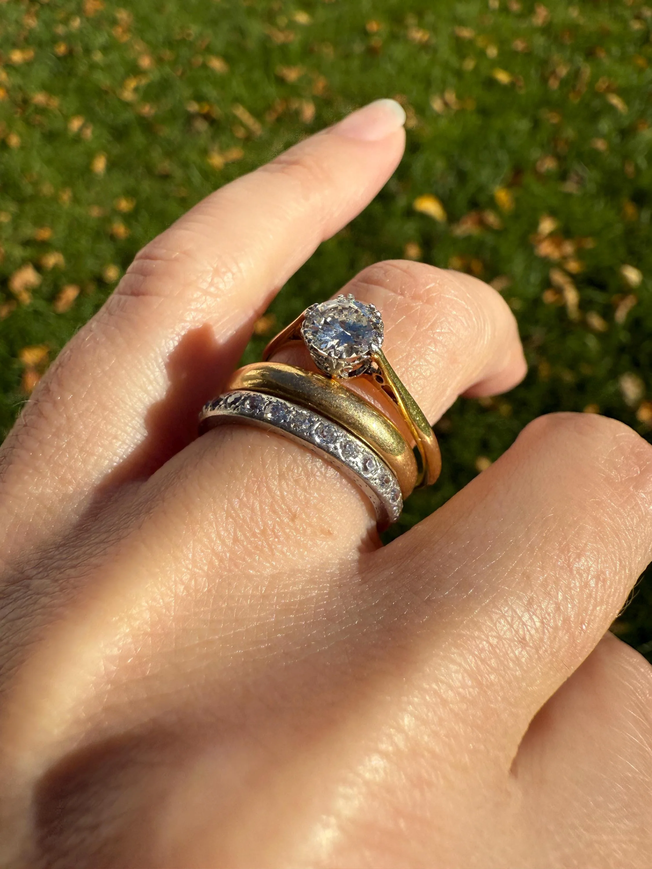 Art Deco Vintage to Antique .8 Carat Transitional Cut DIAMOND Solitaire 18k Gold Platinum Ring Engagement Stacker Crown Prong Romantic Gift - Image 12