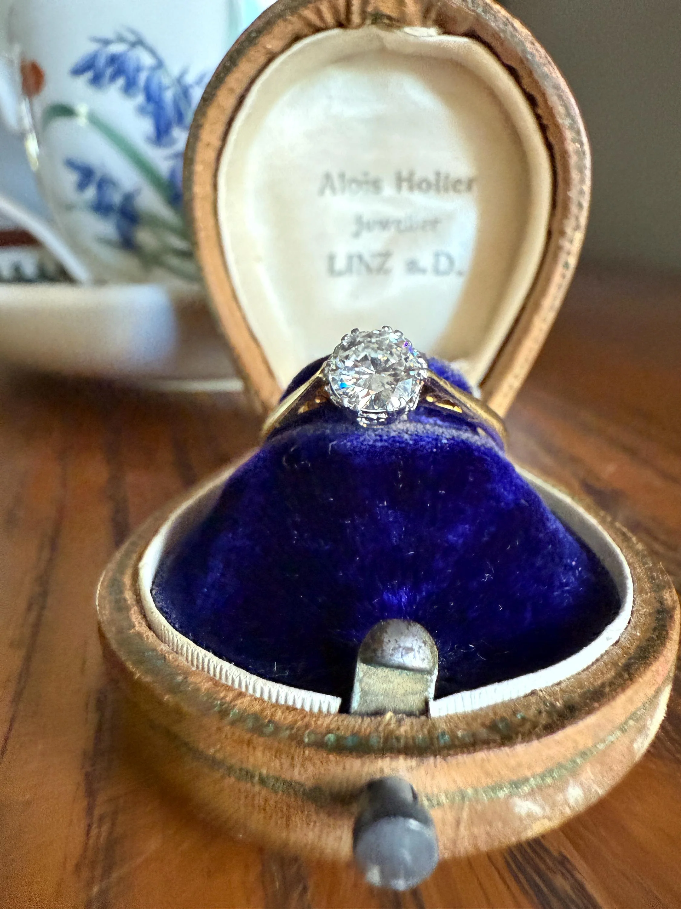 Art Deco Vintage to Antique .8 Carat Transitional Cut DIAMOND Solitaire 18k Gold Platinum Ring Engagement Stacker Crown Prong Romantic Gift - Image 8