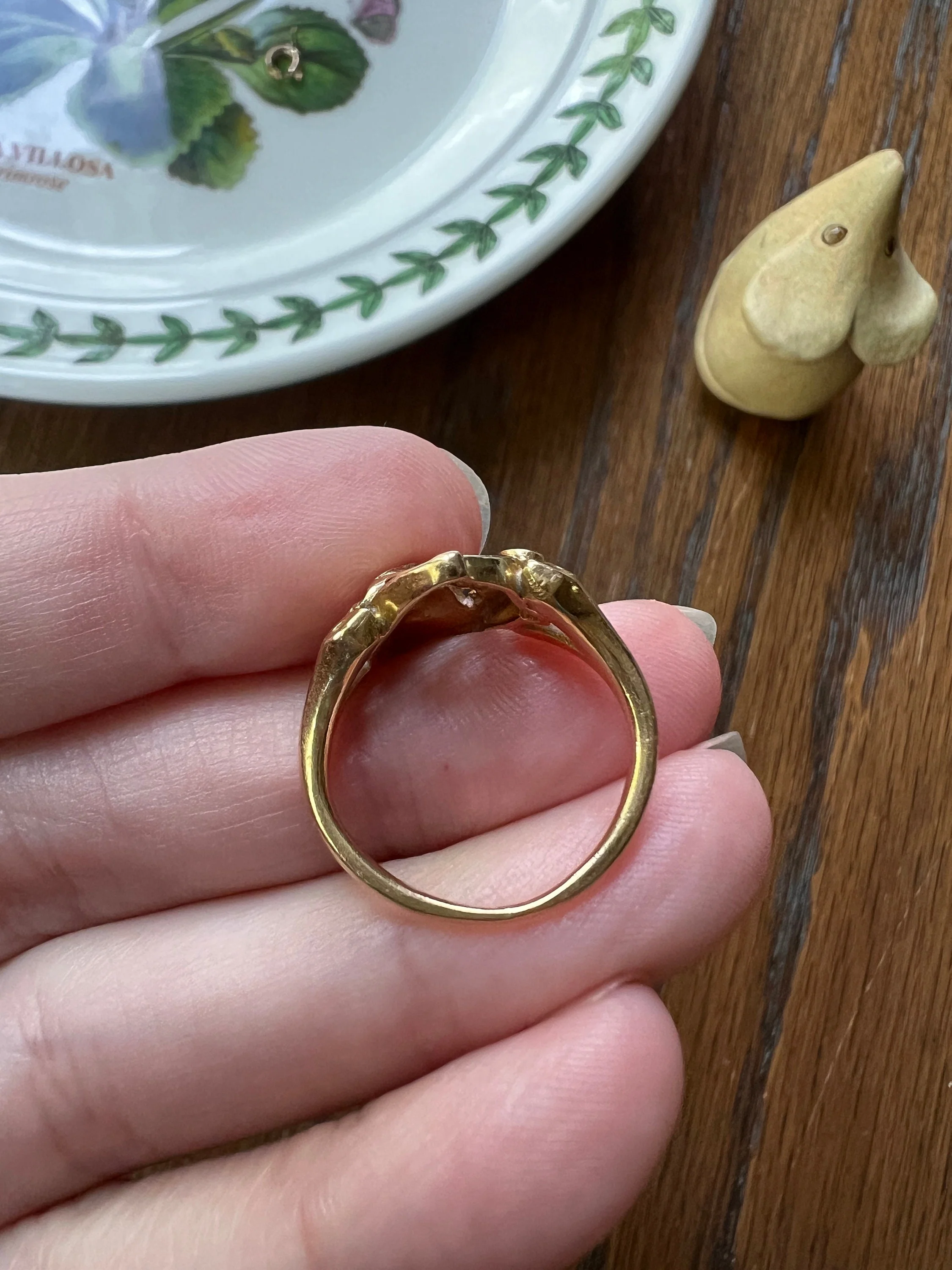 POPPY Flower Figural French Antique Art Nouveau Ring 5g 18k Gold Ruby Diamond Floral - Image 8