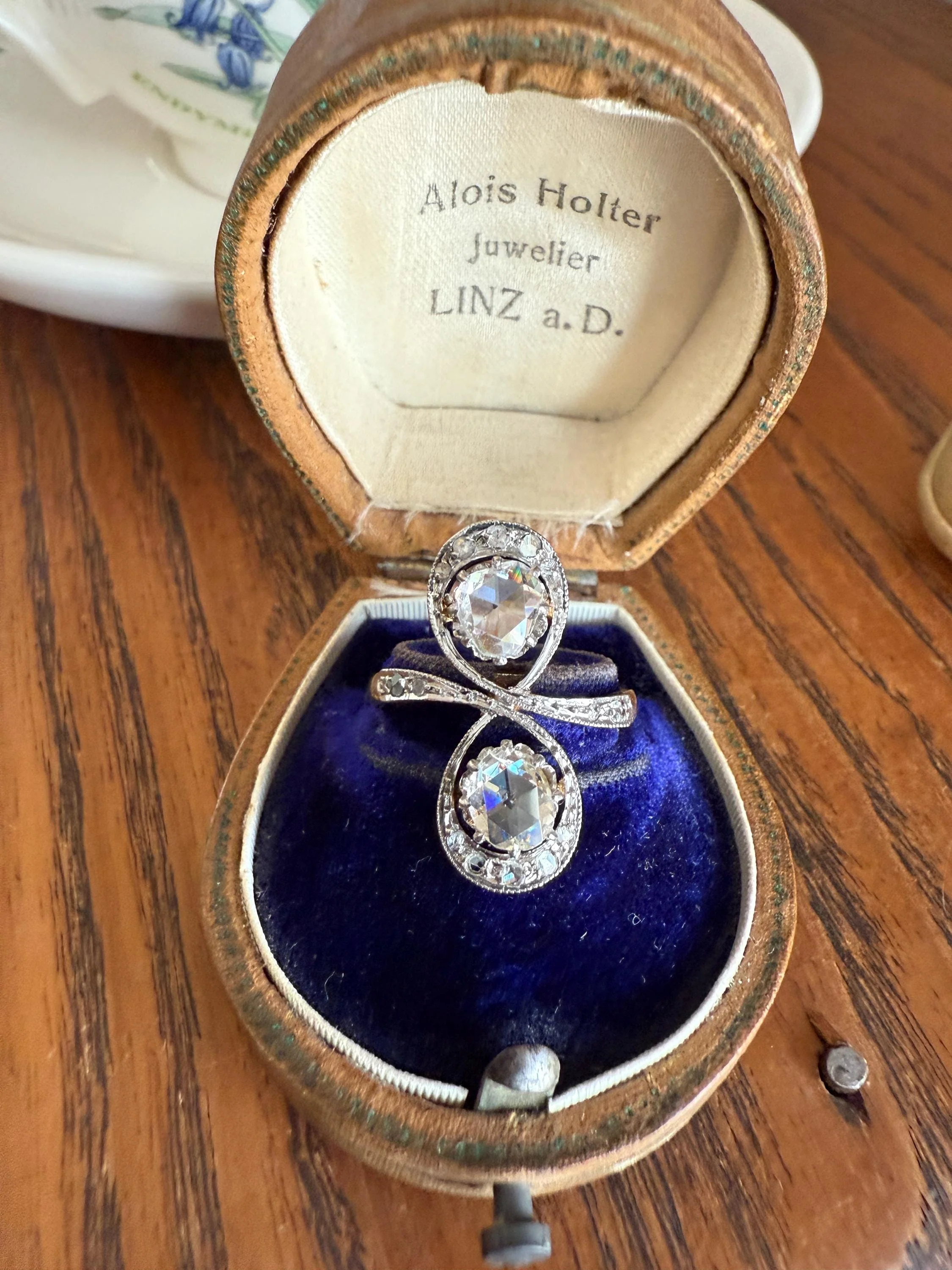 Belle Epoque Antique Rose Cut DIAMOND Toi et Moi Ring 1.5 Carat Face Up 18k Gold Victorian Infinity Figure 8 Swirl Art Nouveau Movement - Image 10