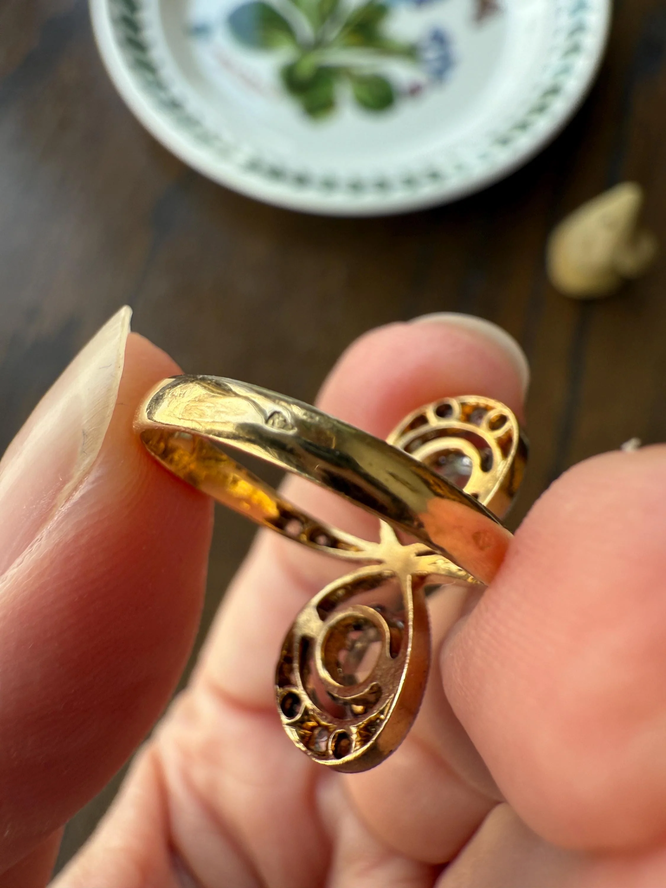 Belle Epoque Antique Rose Cut DIAMOND Toi et Moi Ring 1.5 Carat Face Up 18k Gold Victorian Infinity Figure 8 Swirl Art Nouveau Movement - Image 16