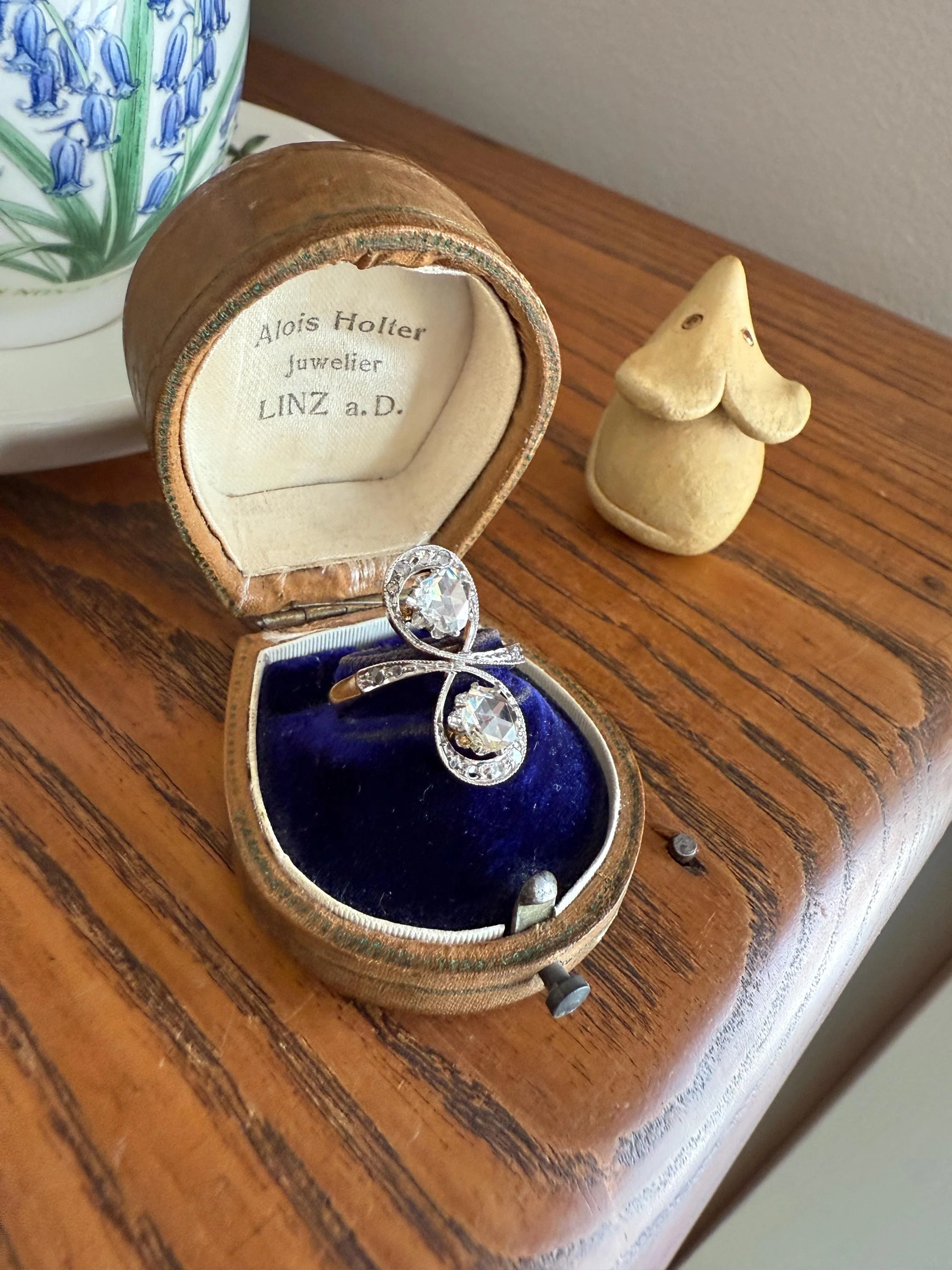 Belle Epoque Antique Rose Cut DIAMOND Toi et Moi Ring 1.5 Carat Face Up 18k Gold Victorian Infinity Figure 8 Swirl Art Nouveau Movement - Image 8