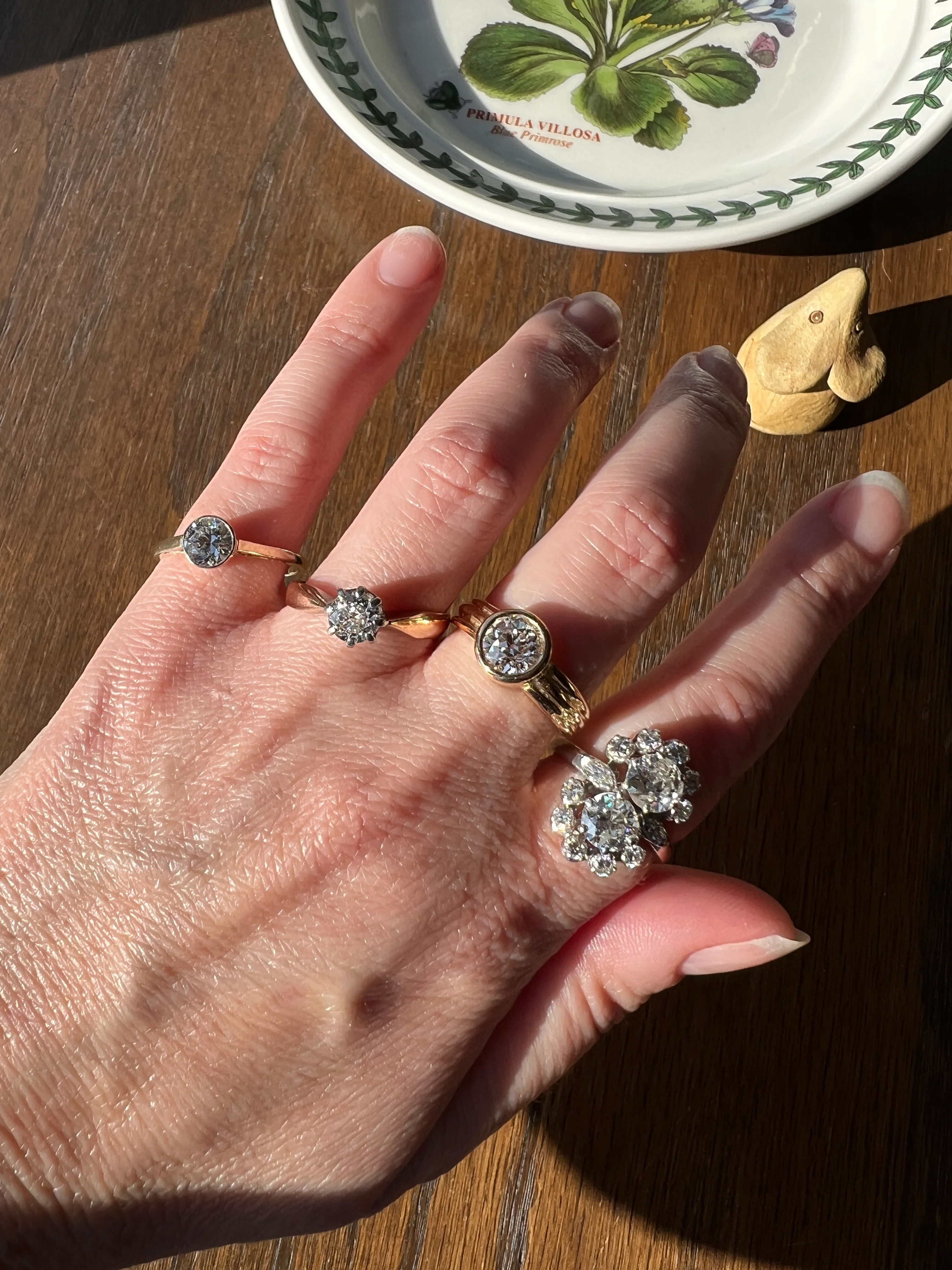 Bezel Set 1.4 Carat Old Mine Cut DIAMOND Antique Stone 18k Gold Gypsy Ring Solitaire Engagement Chunky Wide Band Stacker - Image 12