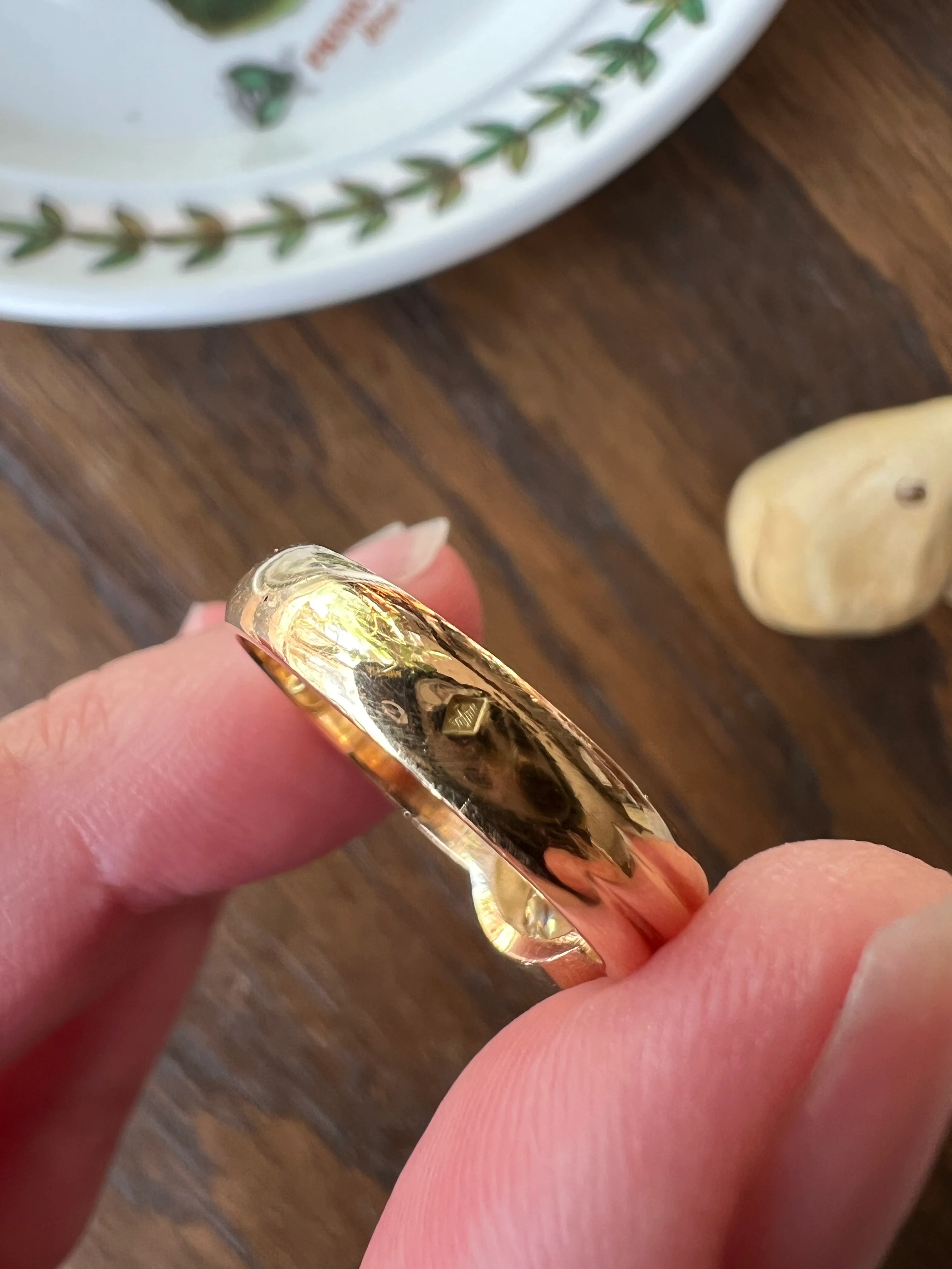 Bezel Set 1.4 Carat Old Mine Cut DIAMOND Antique Stone 18k Gold Gypsy Ring Solitaire Engagement Chunky Wide Band Stacker - Image 16