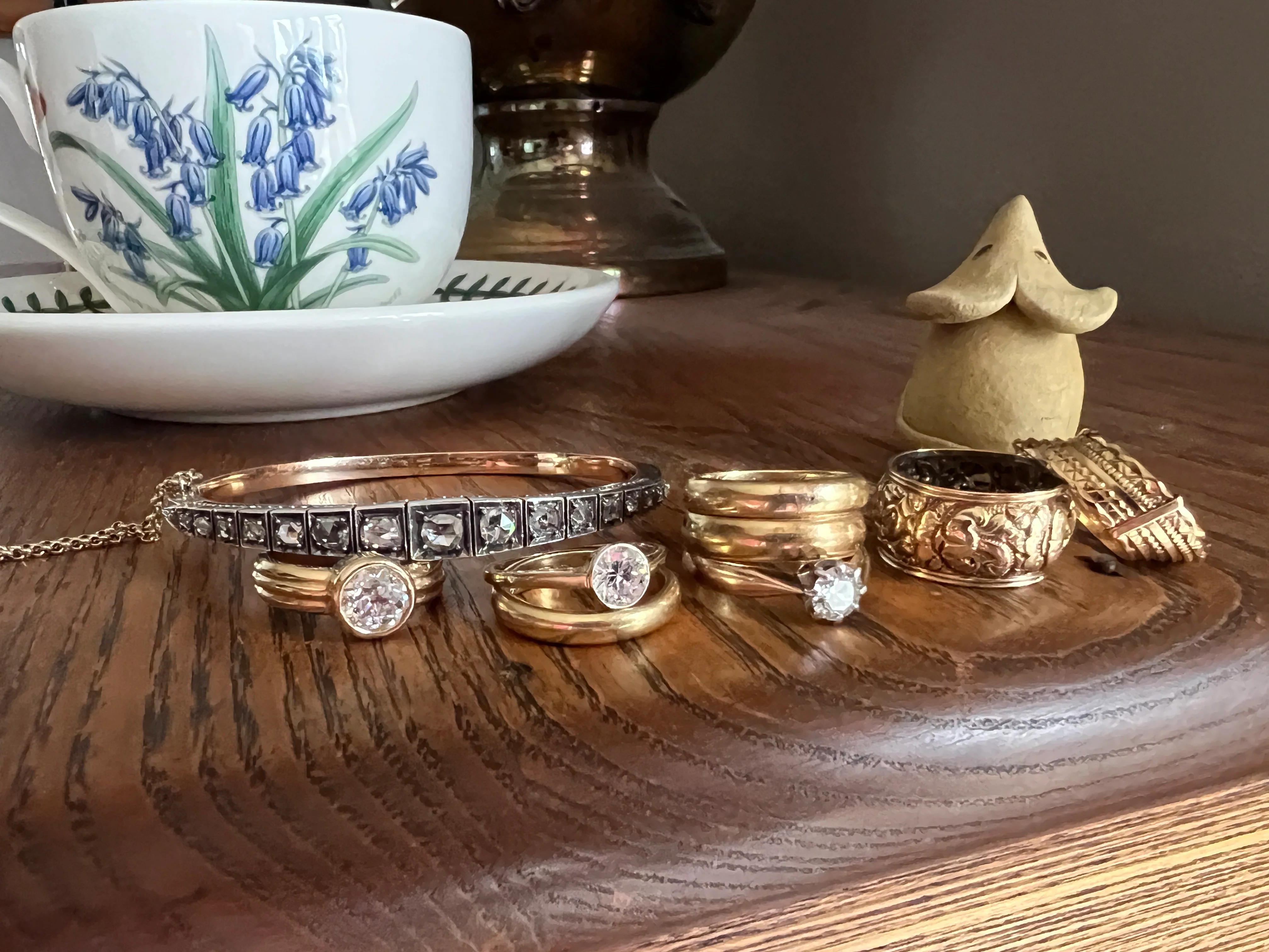 Bezel Set 1.4 Carat Old Mine Cut DIAMOND Antique Stone 18k Gold Gypsy Ring Solitaire Engagement Chunky Wide Band Stacker - Image 19