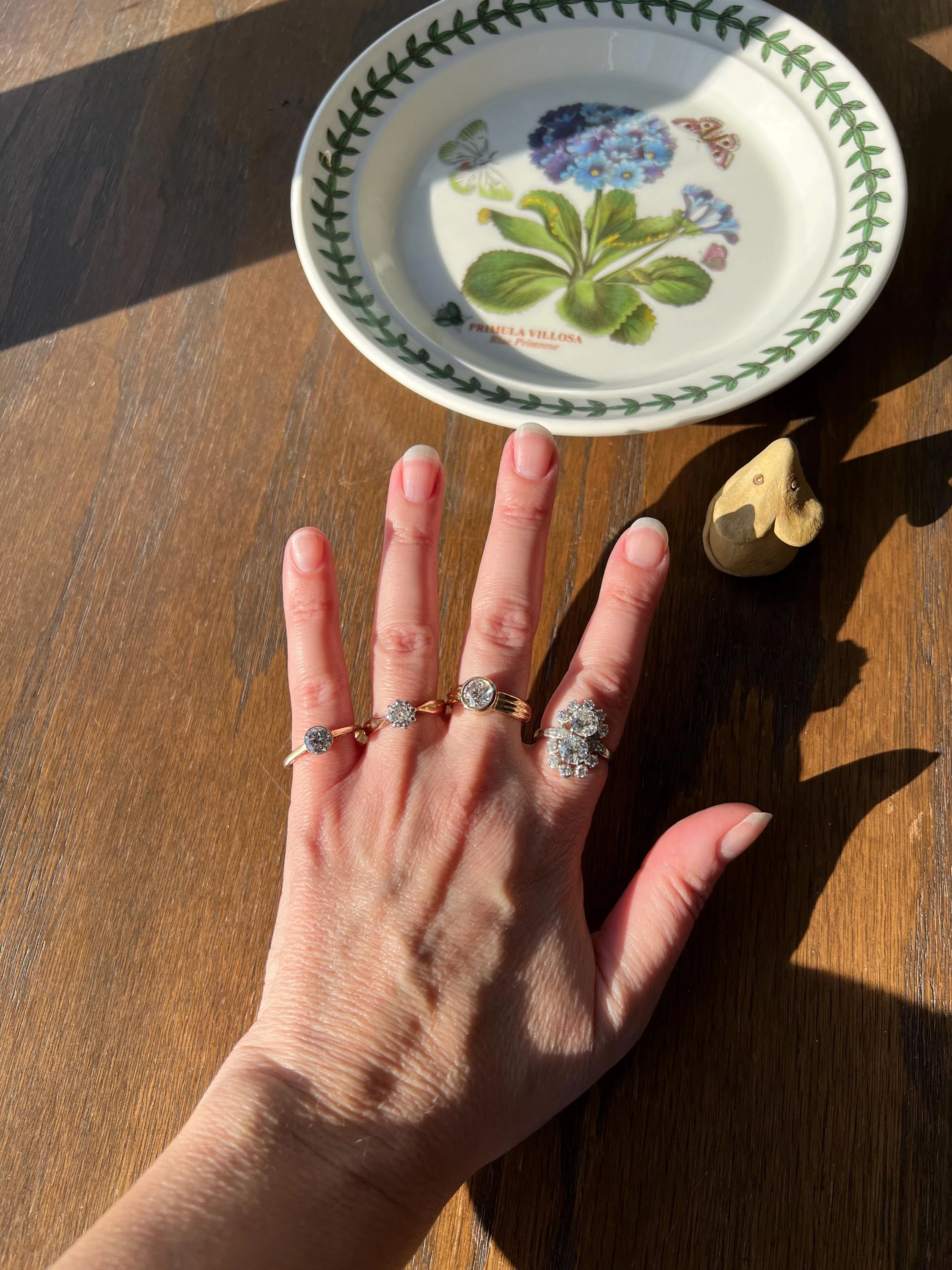 Bezel Set 1.4 Carat Old Mine Cut DIAMOND Antique Stone 18k Gold Gypsy Ring Solitaire Engagement Chunky Wide Band Stacker - Image 8