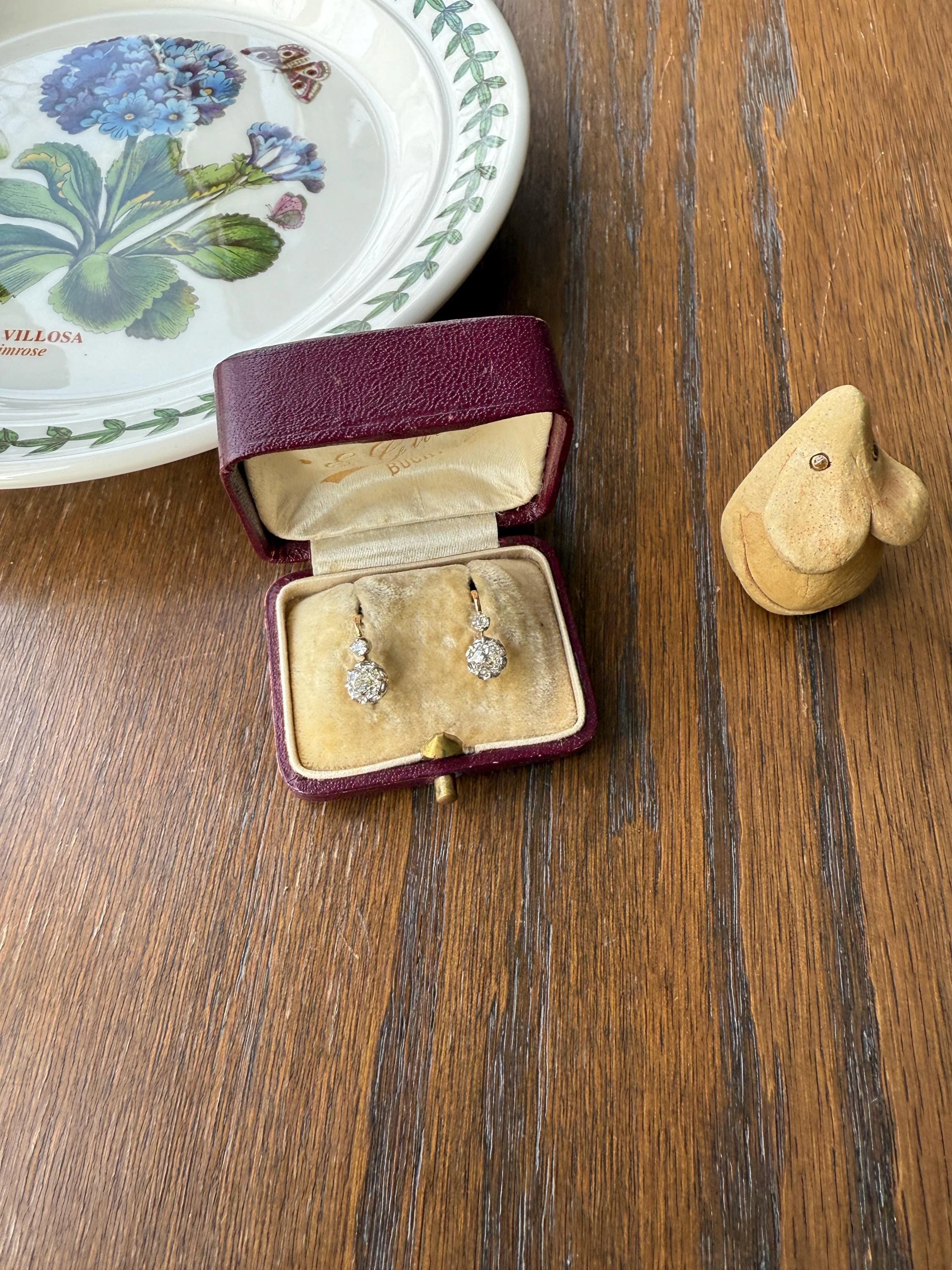 BOXED Antique 1.5 Carat Tdw Old Mine Cut Diamond Earrings 18k Gold French Victorian Dangle Dormeuse Gift Belle Epoque Bridal Something Old - Image 10