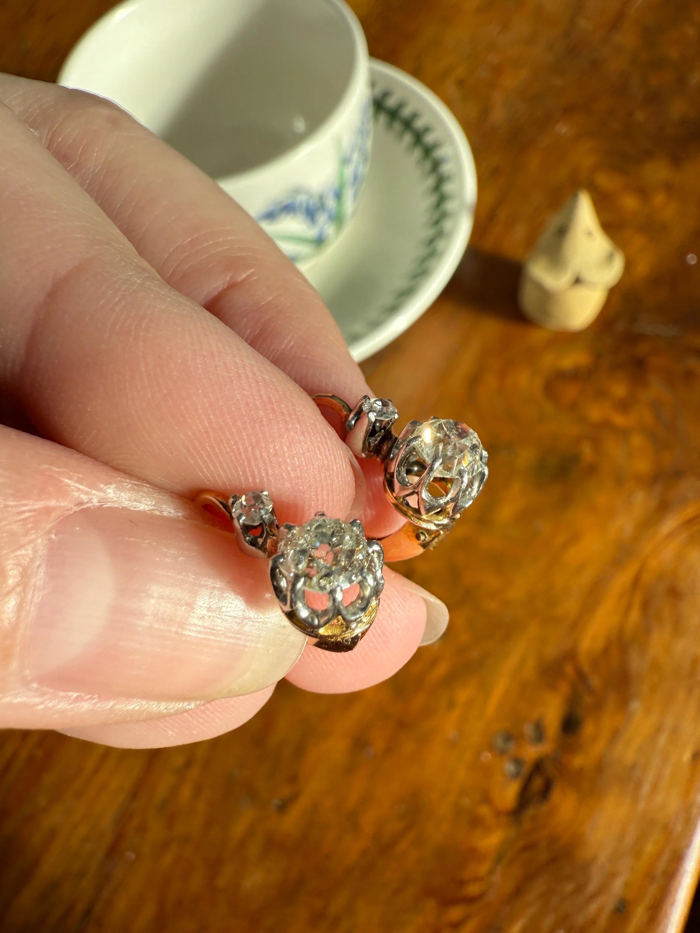 BOXED Antique 1.5 Carat Tdw Old Mine Cut Diamond Earrings 18k Gold French Victorian Dangle Dormeuse Gift Belle Epoque Bridal Something Old - Image 11
