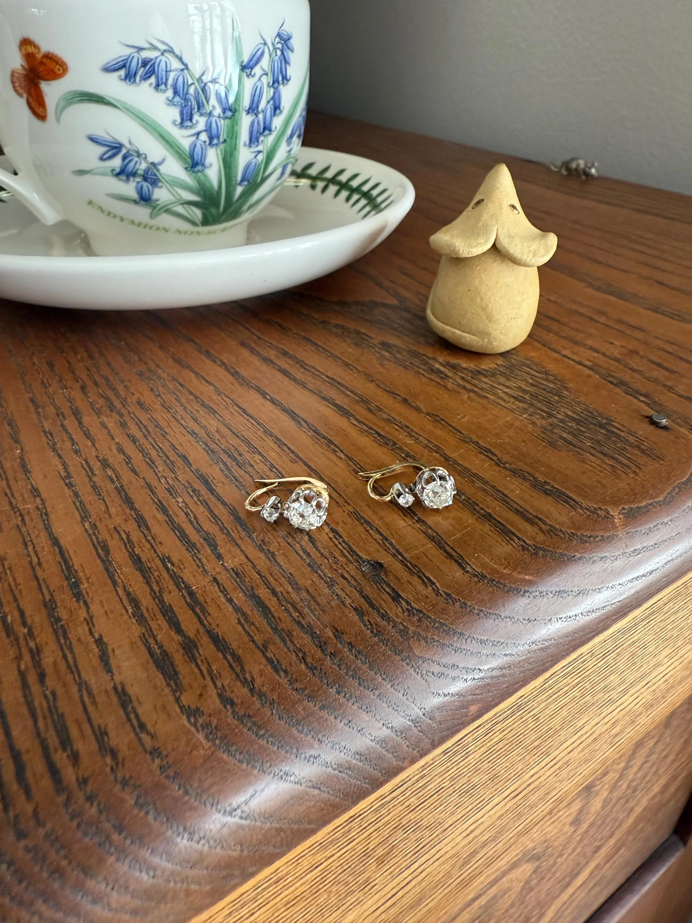 BOXED Antique 1.5 Carat Tdw Old Mine Cut Diamond Earrings 18k Gold French Victorian Dangle Dormeuse Gift Belle Epoque Bridal Something Old - Image 17