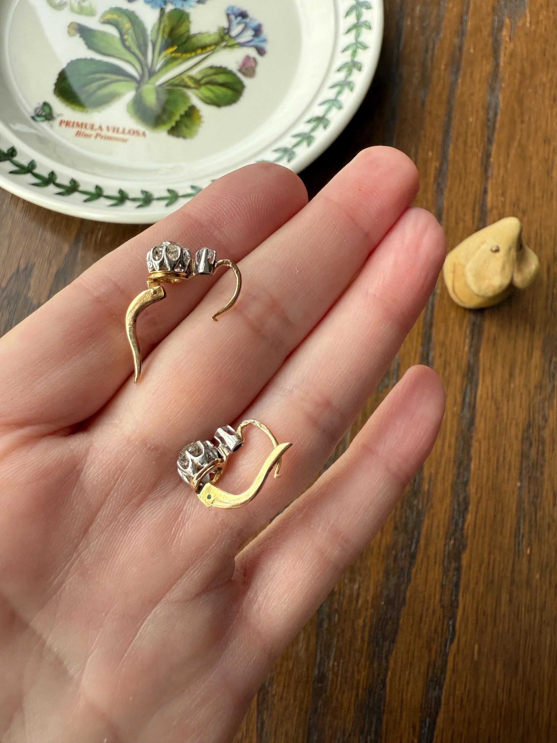 BOXED Antique 1.5 Carat Tdw Old Mine Cut Diamond Earrings 18k Gold French Victorian Dangle Dormeuse Gift Belle Epoque Bridal Something Old - Image 6