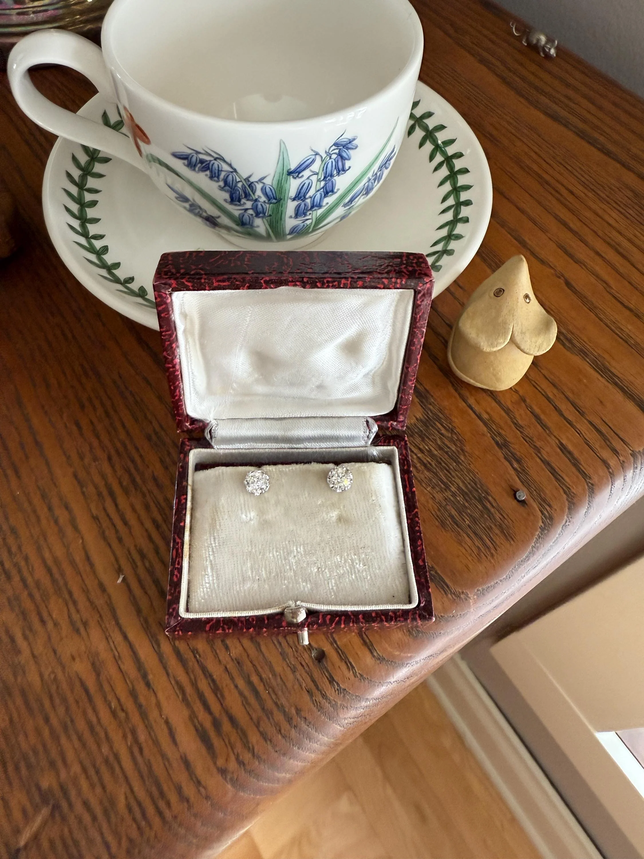 BOXED Eye Clean Antique 1.1 Carat Tdw Old Mine Cut Diamond Earrings 18k White Gold Platinum Studs French Stud in Box - Image 13