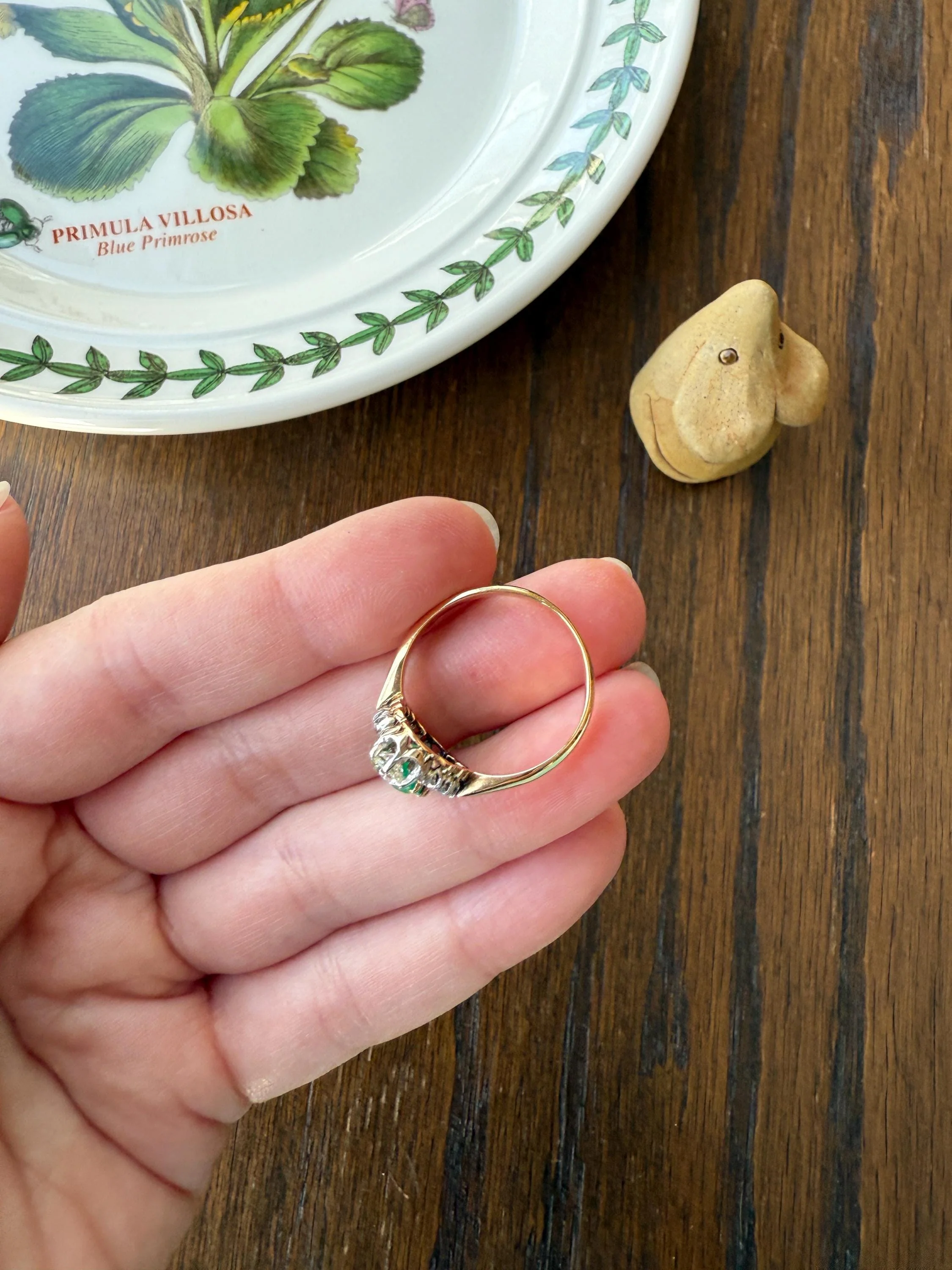 Boxed French Antique Natural Zambia EMERALD w/ Cert & 1.1Ctw Old Mine Cut DIAMOND Halo Ring 18k Gold Platinum Green Belle Epoque Gift OMC - Image 18