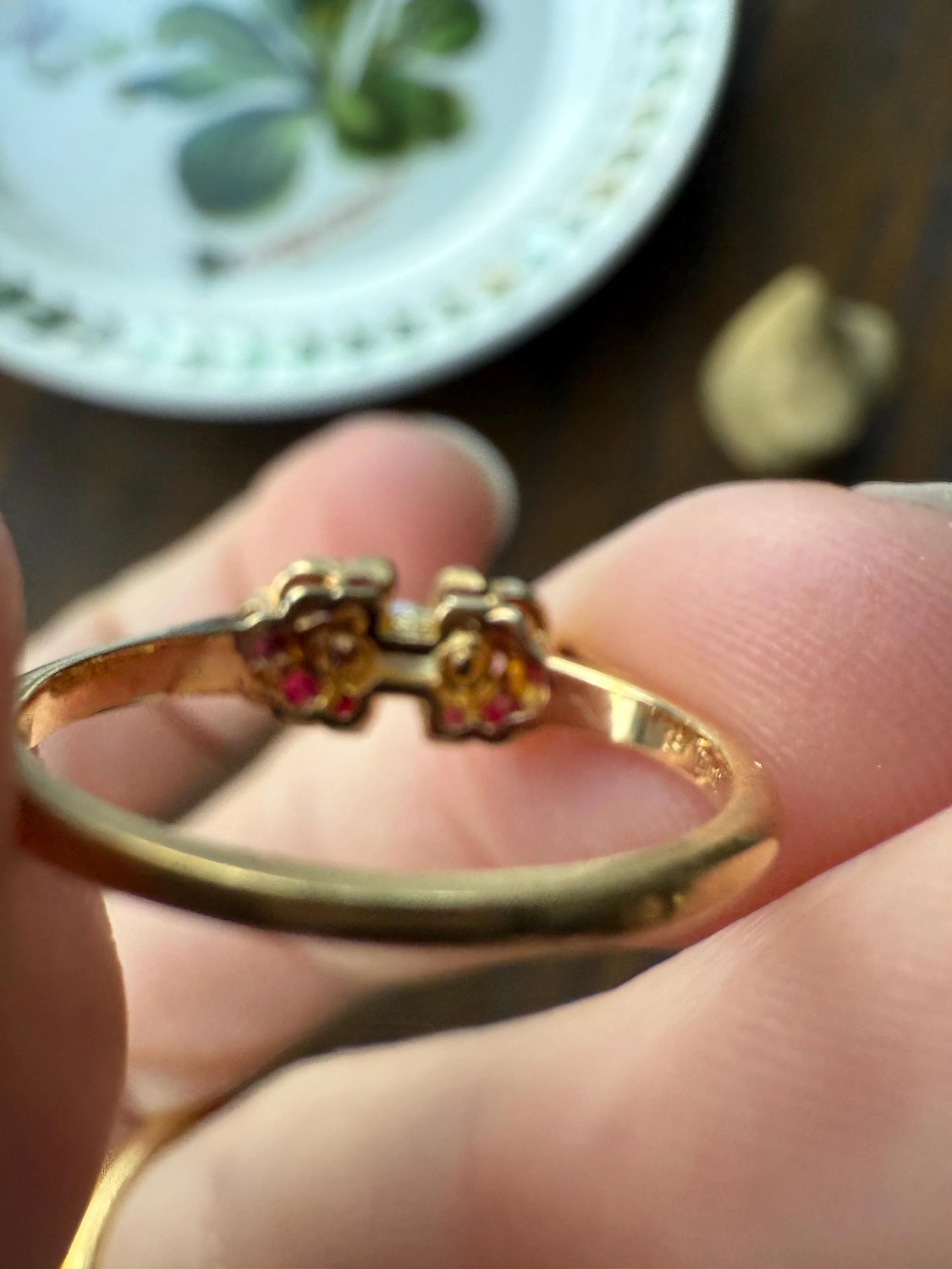 Boxed PIAGET Vintage East West MARQUISE Diamond Scalloped Ruby Halo 18k Gold Ring French Navette Cut Stacker - Image 16