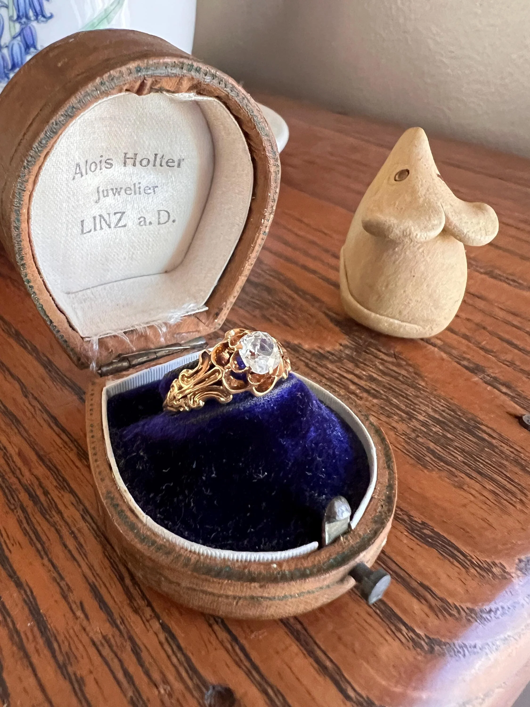 BUTTERCUP Ornate French Victorian Antique .6 Carat Old Mine Cut DIAMOND Solitaire Engagement Ring 18k Gold - Image 11