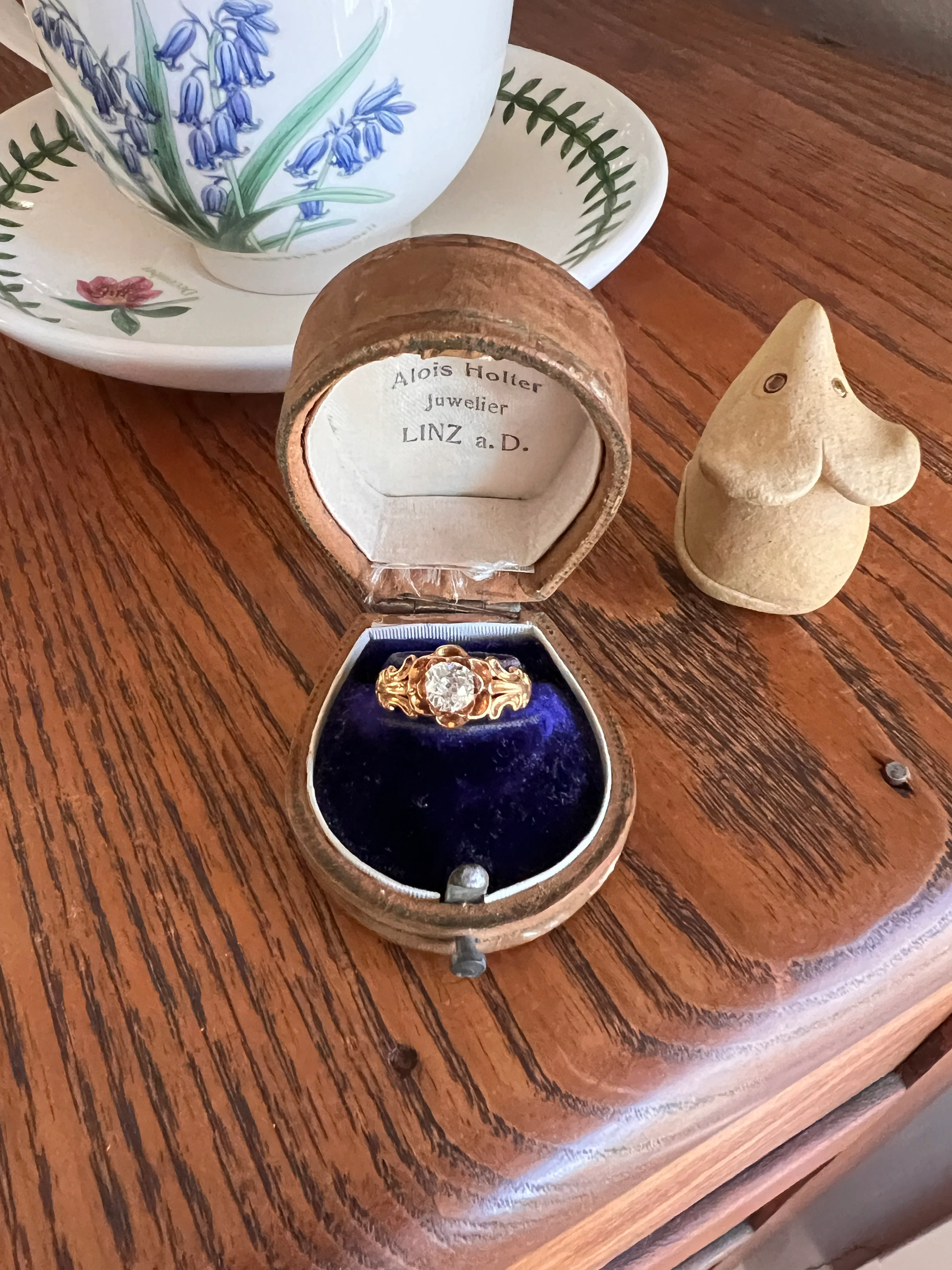 BUTTERCUP Ornate French Victorian Antique .6 Carat Old Mine Cut DIAMOND Solitaire Engagement Ring 18k Gold - Image 14