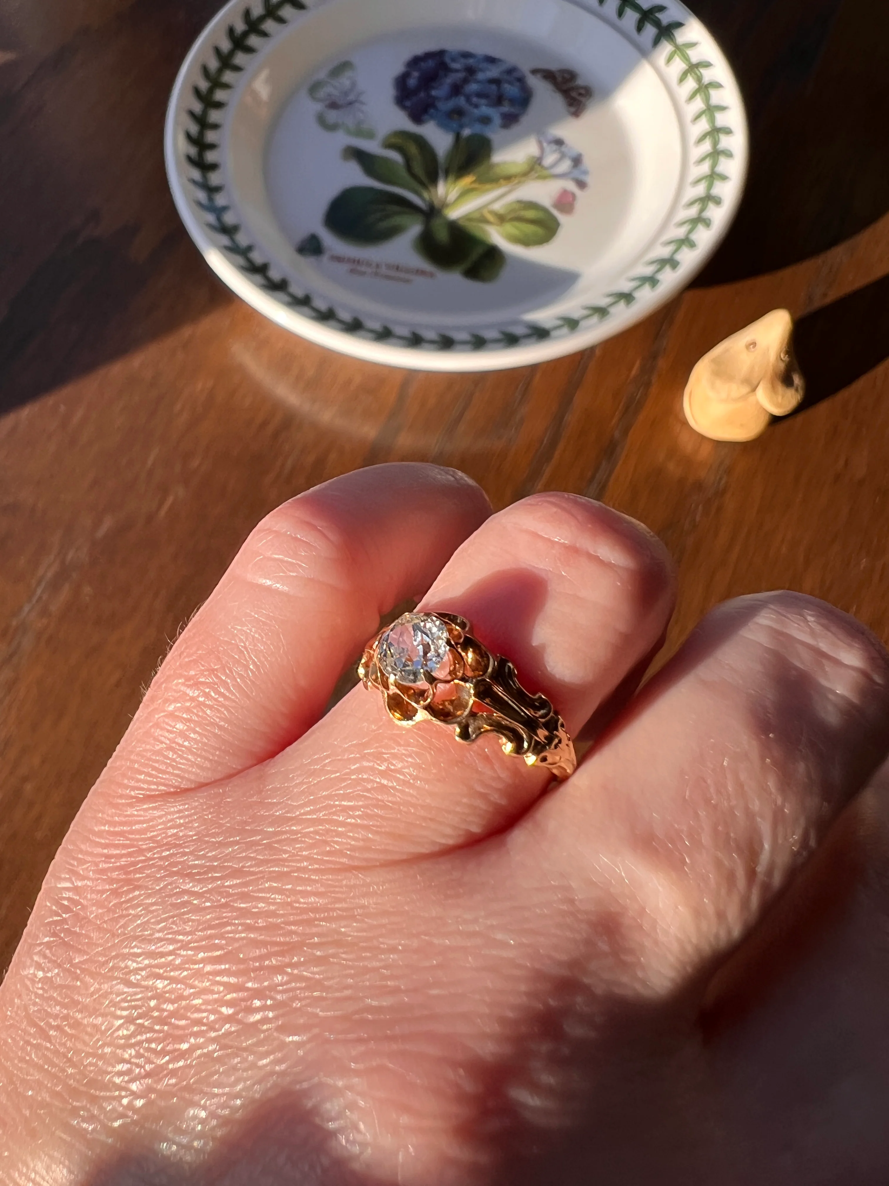 BUTTERCUP Ornate French Victorian Antique .6 Carat Old Mine Cut DIAMOND Solitaire Engagement Ring 18k Gold - Image 20