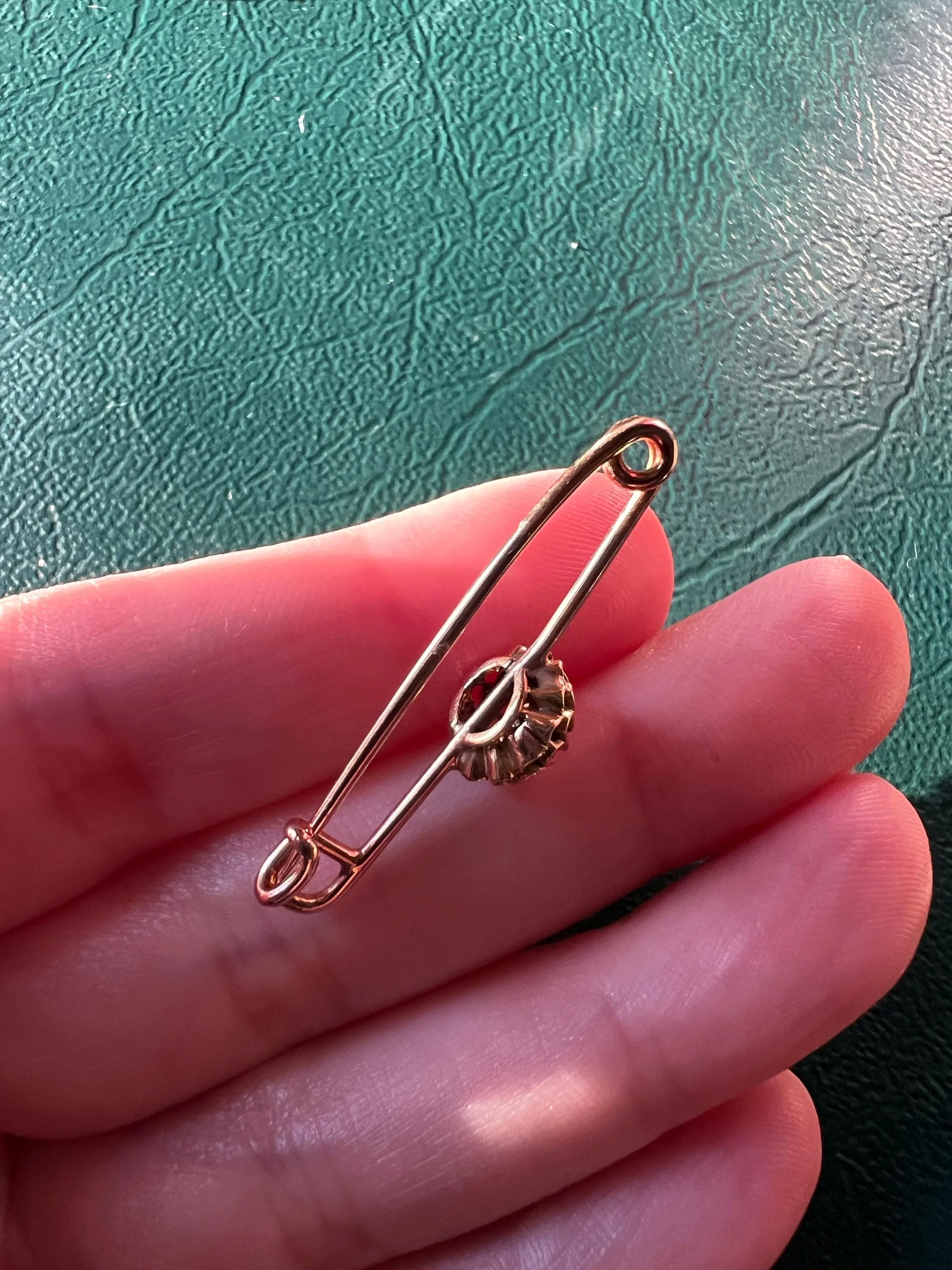 BUTTERCUP Rose Cut DIAMOND Solitaire Safety Pin Figural Earring 14k Gold Victorian Georgian Pendant Charm Holder Chain Extender Parts - Image 9