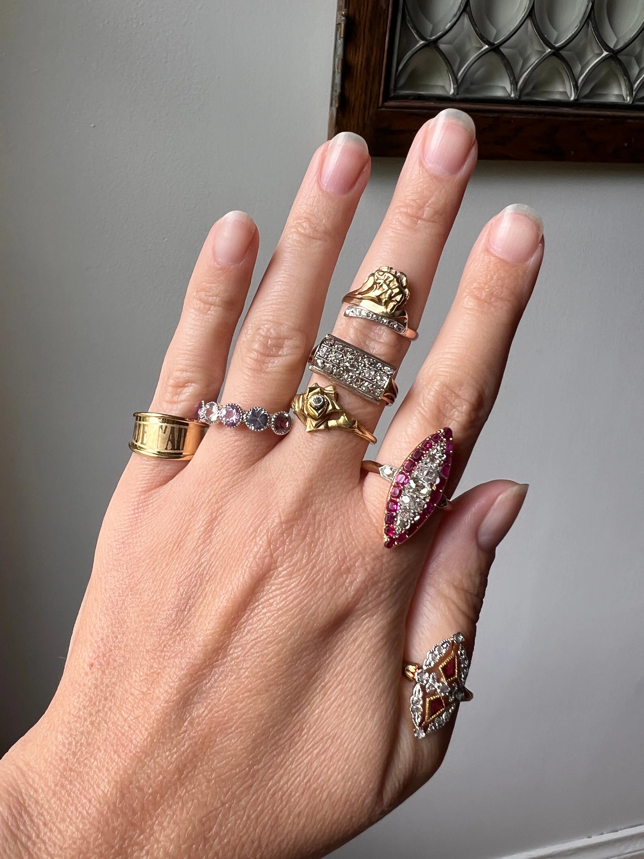 CARNATION French Art Nouveau Antique Rose Cut Diamonds 18k Gold Ring Figural Floral Belle Epoque - Image 10