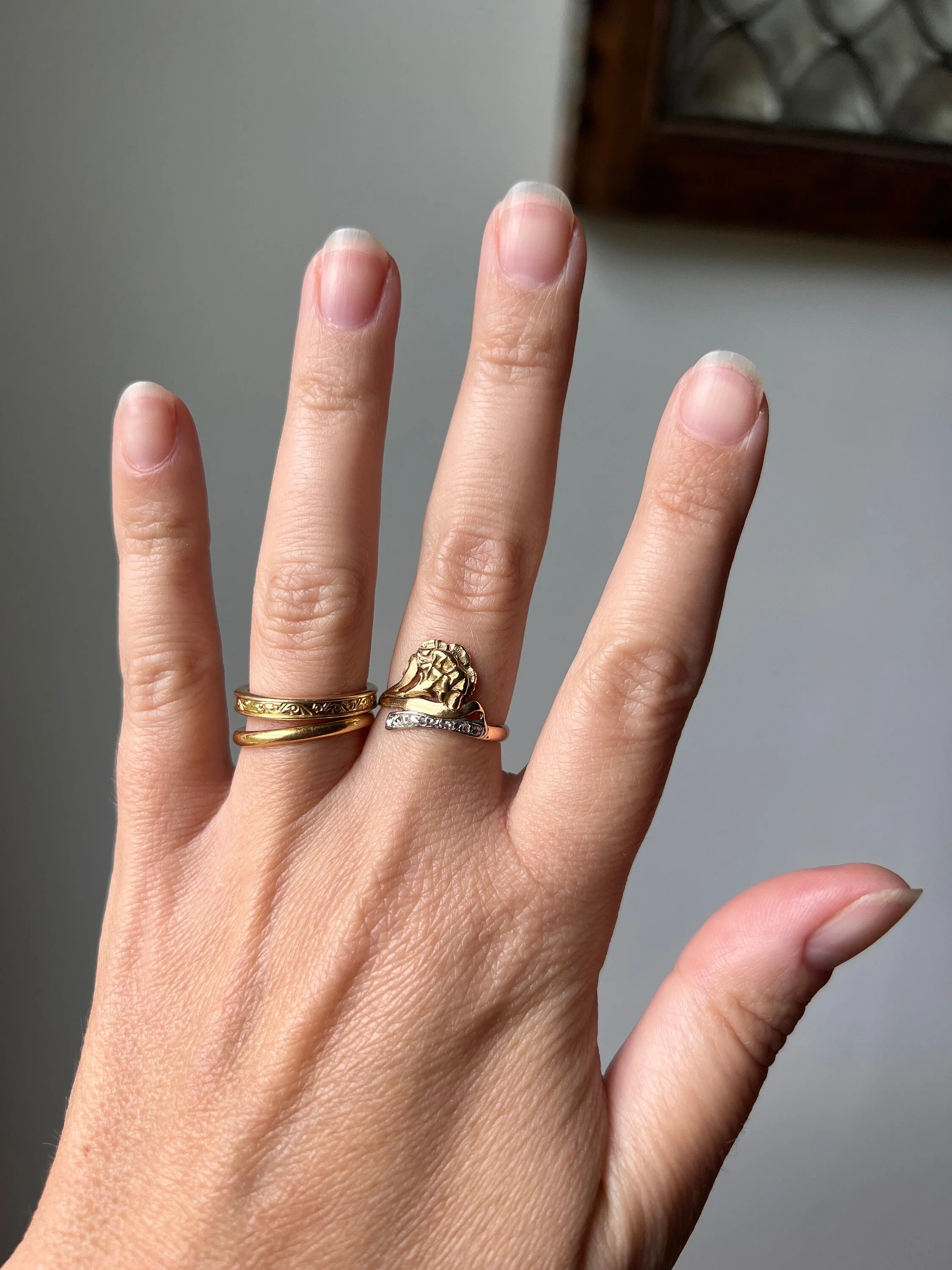 CARNATION French Art Nouveau Antique Rose Cut Diamonds 18k Gold Ring Figural Floral Belle Epoque - Image 3