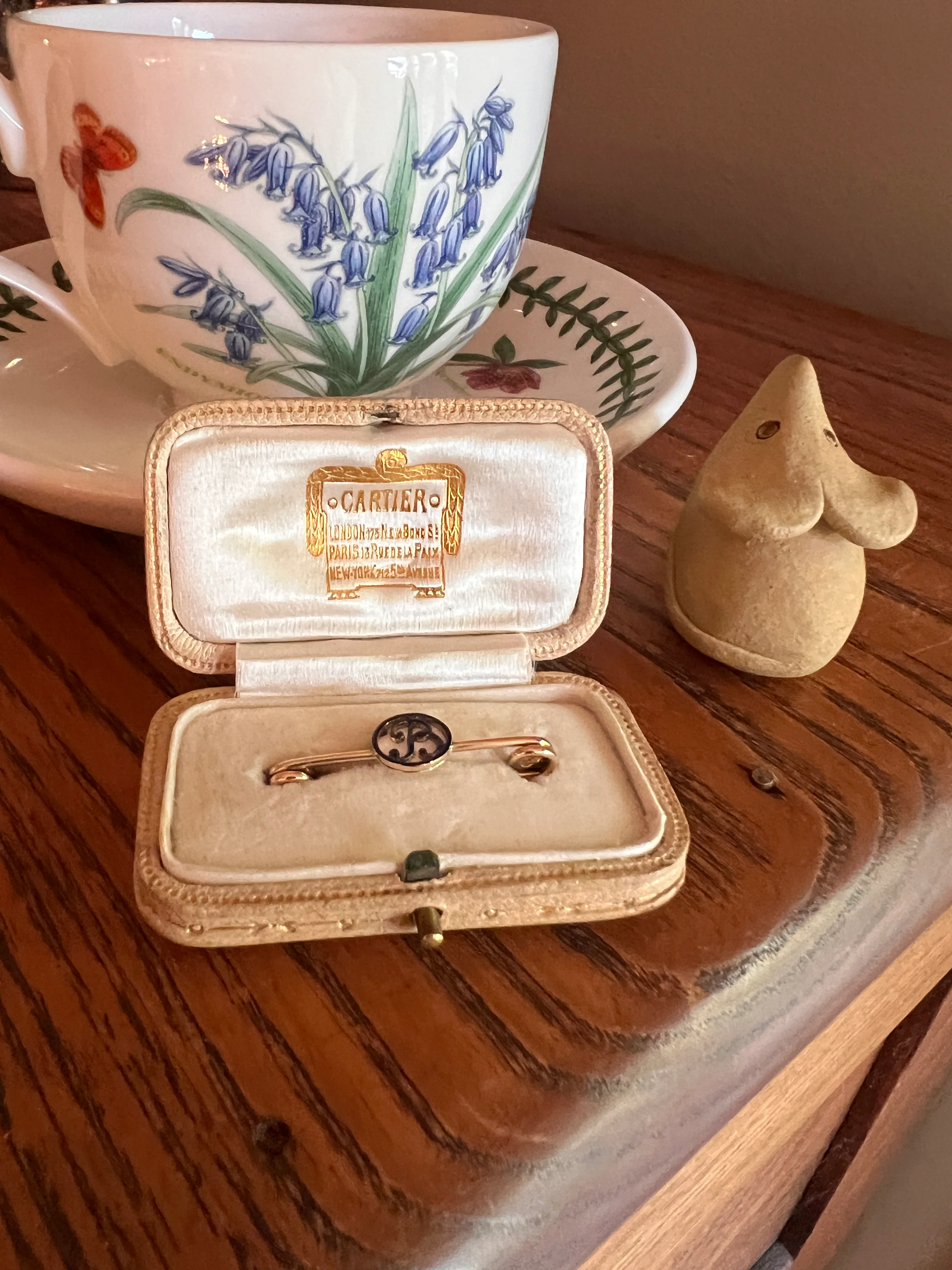 CARTIER Antique Rare BOXED Dated 1912 Letter B Initial Safety Pin Pendant Charm Holder Connector Extender Art Nouveau - Image 11