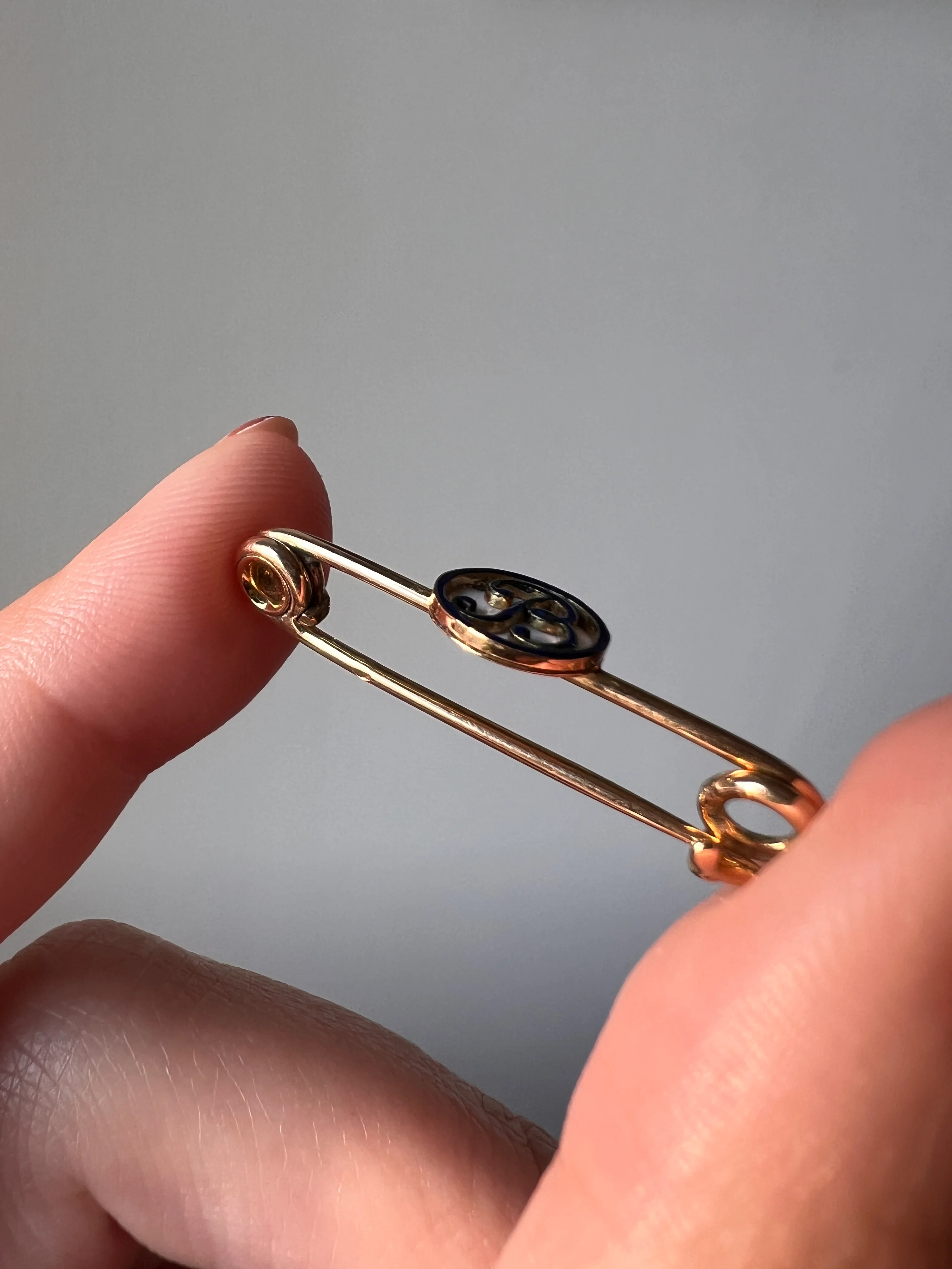 CARTIER Antique Rare BOXED Dated 1912 Letter B Initial Safety Pin Pendant Charm Holder Connector Extender Art Nouveau - Image 14
