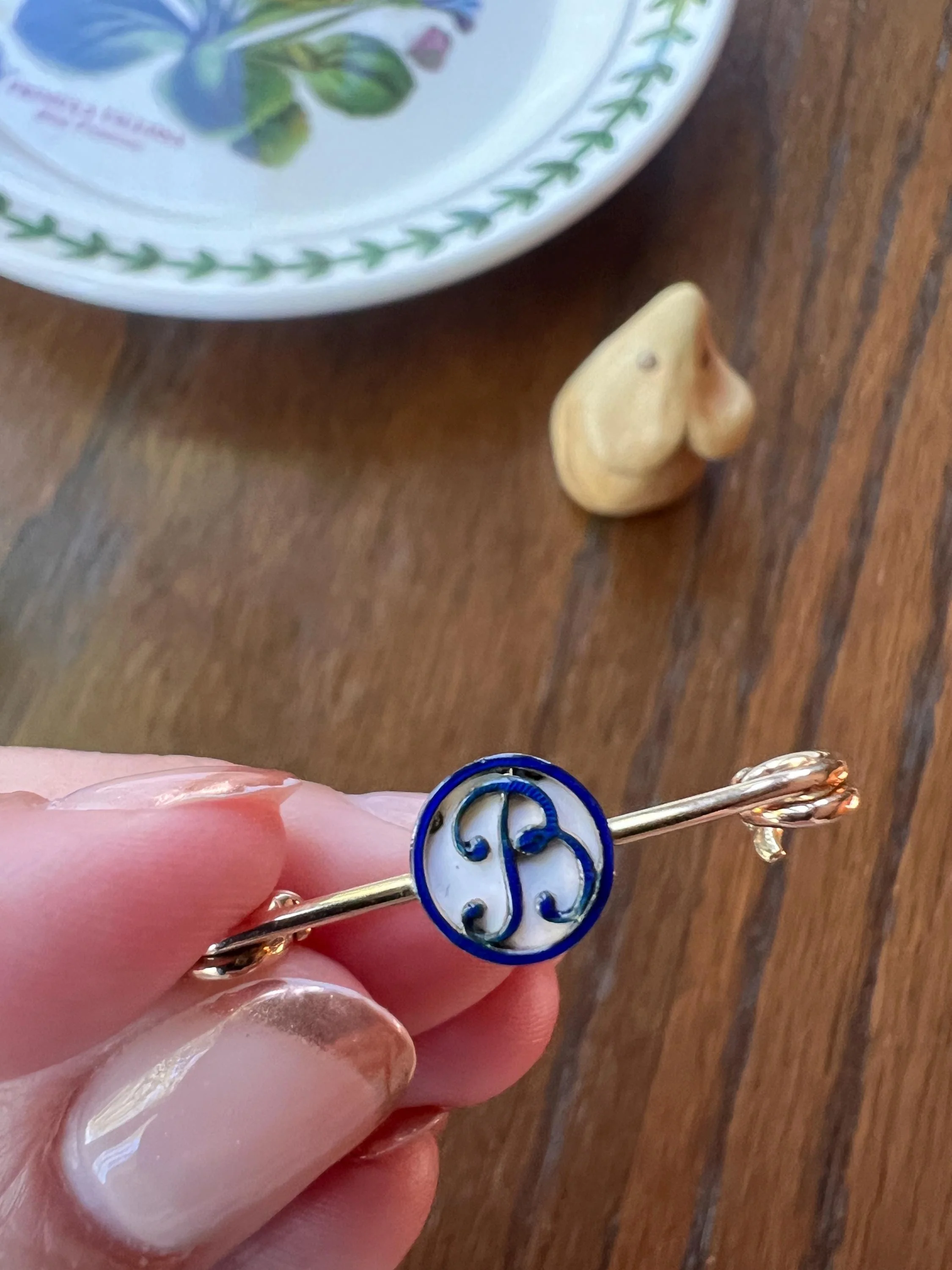 CARTIER Antique Rare BOXED Dated 1912 Letter B Initial Safety Pin Pendant Charm Holder Connector Extender Art Nouveau - Image 5