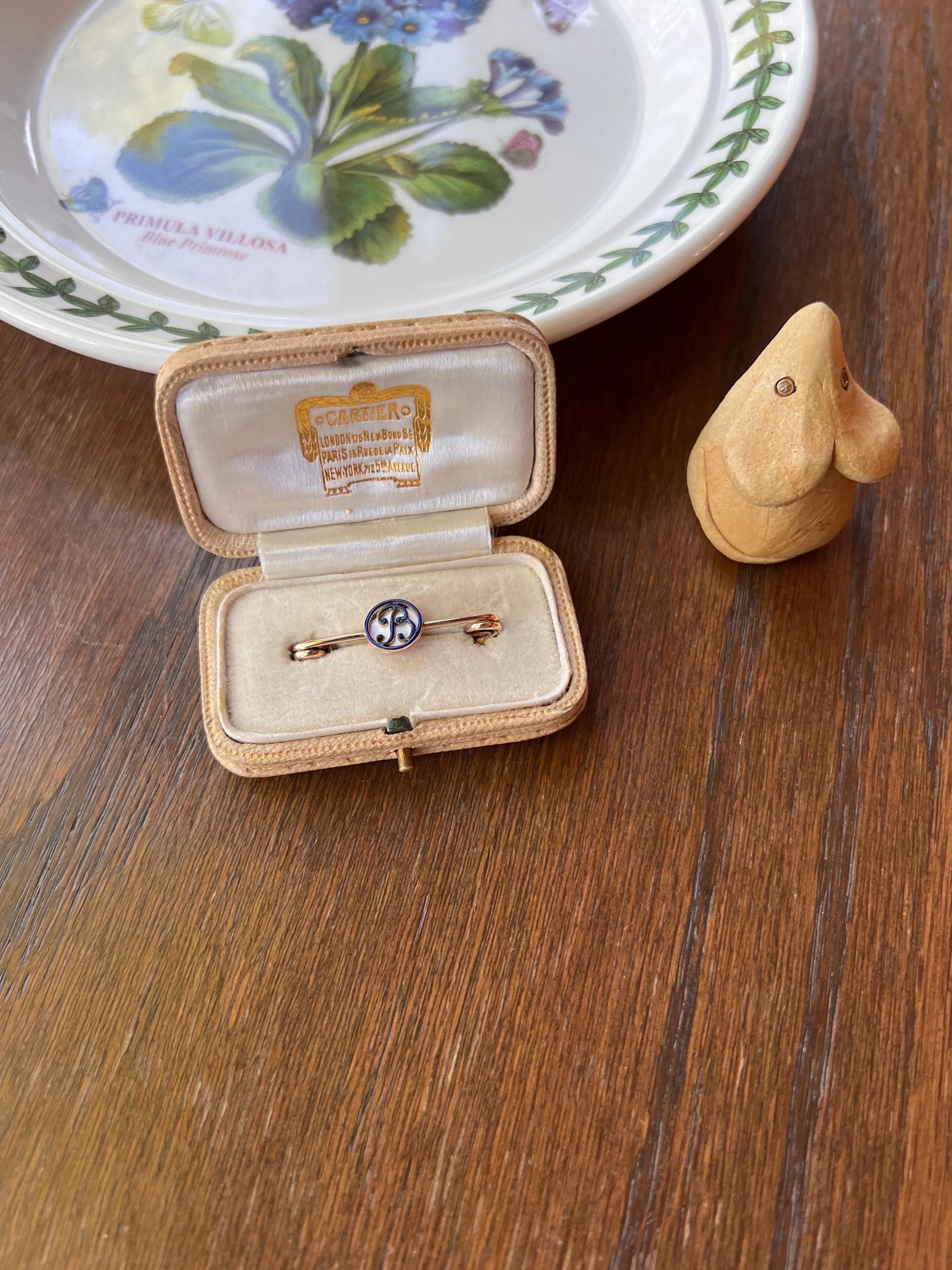 CARTIER Antique Rare BOXED Dated 1912 Letter B Initial Safety Pin Pendant Charm Holder Connector Extender Art Nouveau - Image 7