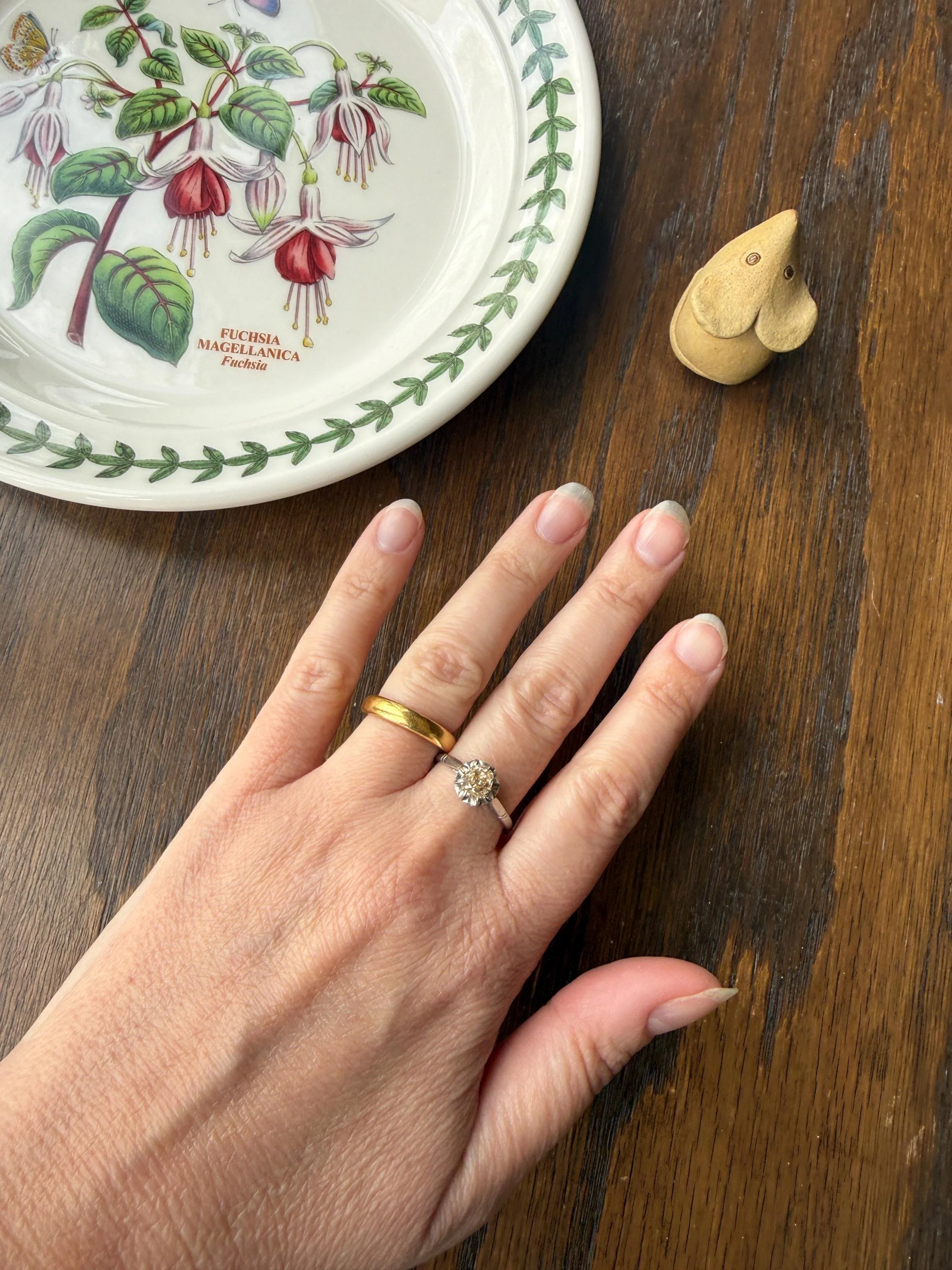 CHAMPAGNE Extra Chunky Old Mine Cut DIAMOND Eye Clean .8 Carat Antique Solitaire Ring French Platinum Skinny Band Engagement OMC - Image 16