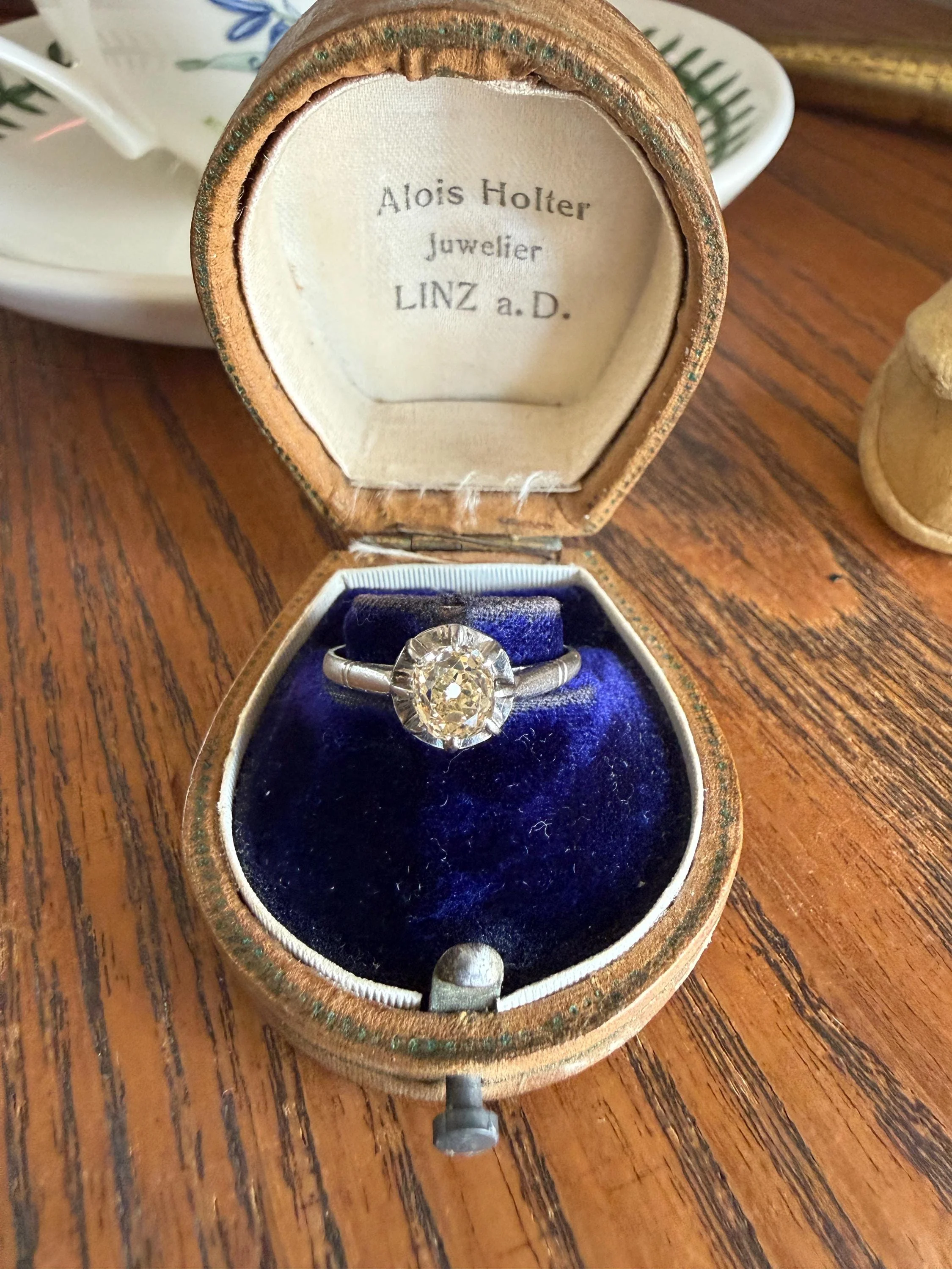 CHAMPAGNE Extra Chunky Old Mine Cut DIAMOND Eye Clean .8 Carat Antique Solitaire Ring French Platinum Skinny Band Engagement OMC - Image 19