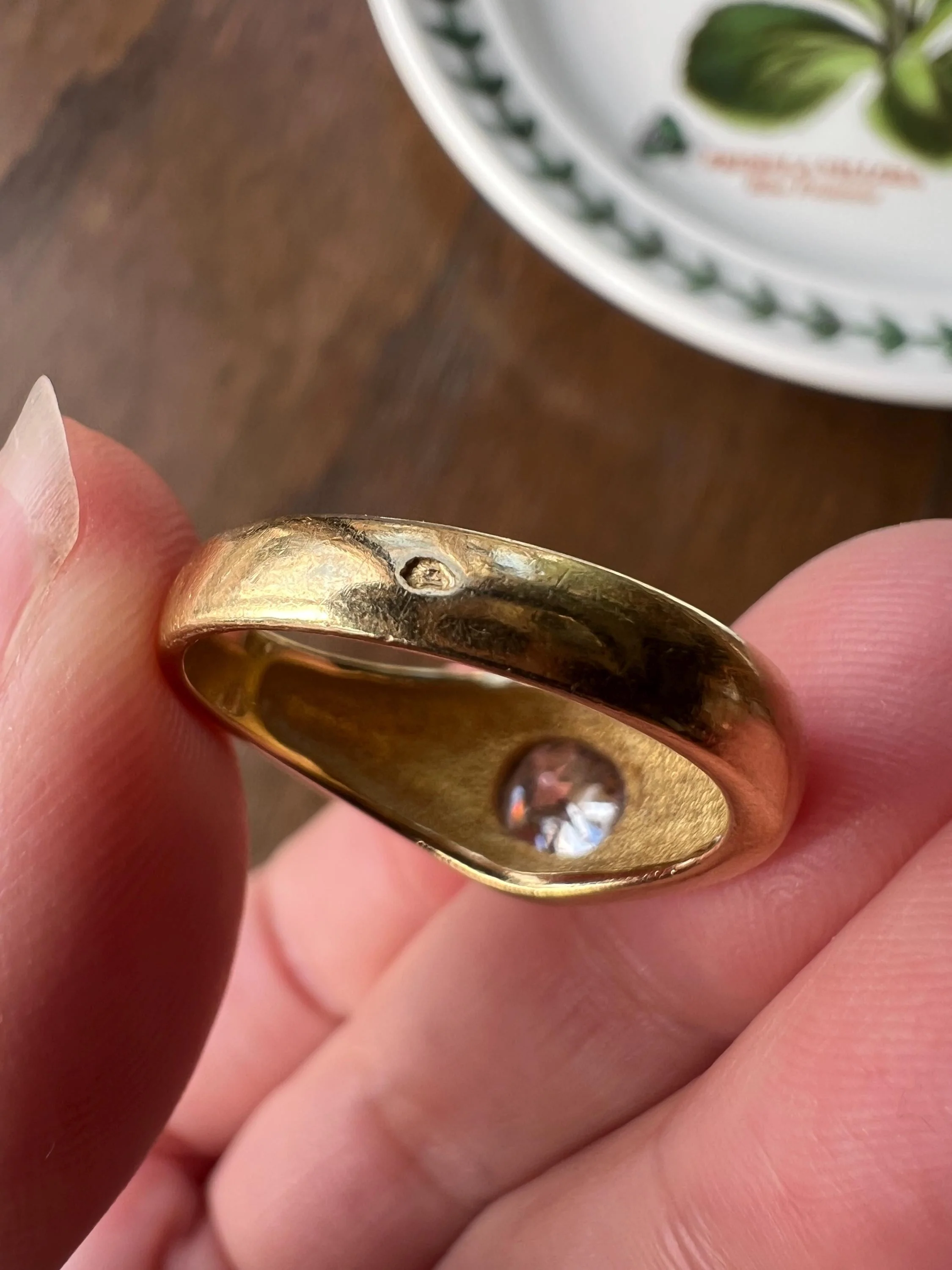 Chunky 1 Carat Antique Old Mine Cut DIAMOND Ring French 6.6g 18k Gold Gypsy Band Solitaire Unisex Man or - Image 10