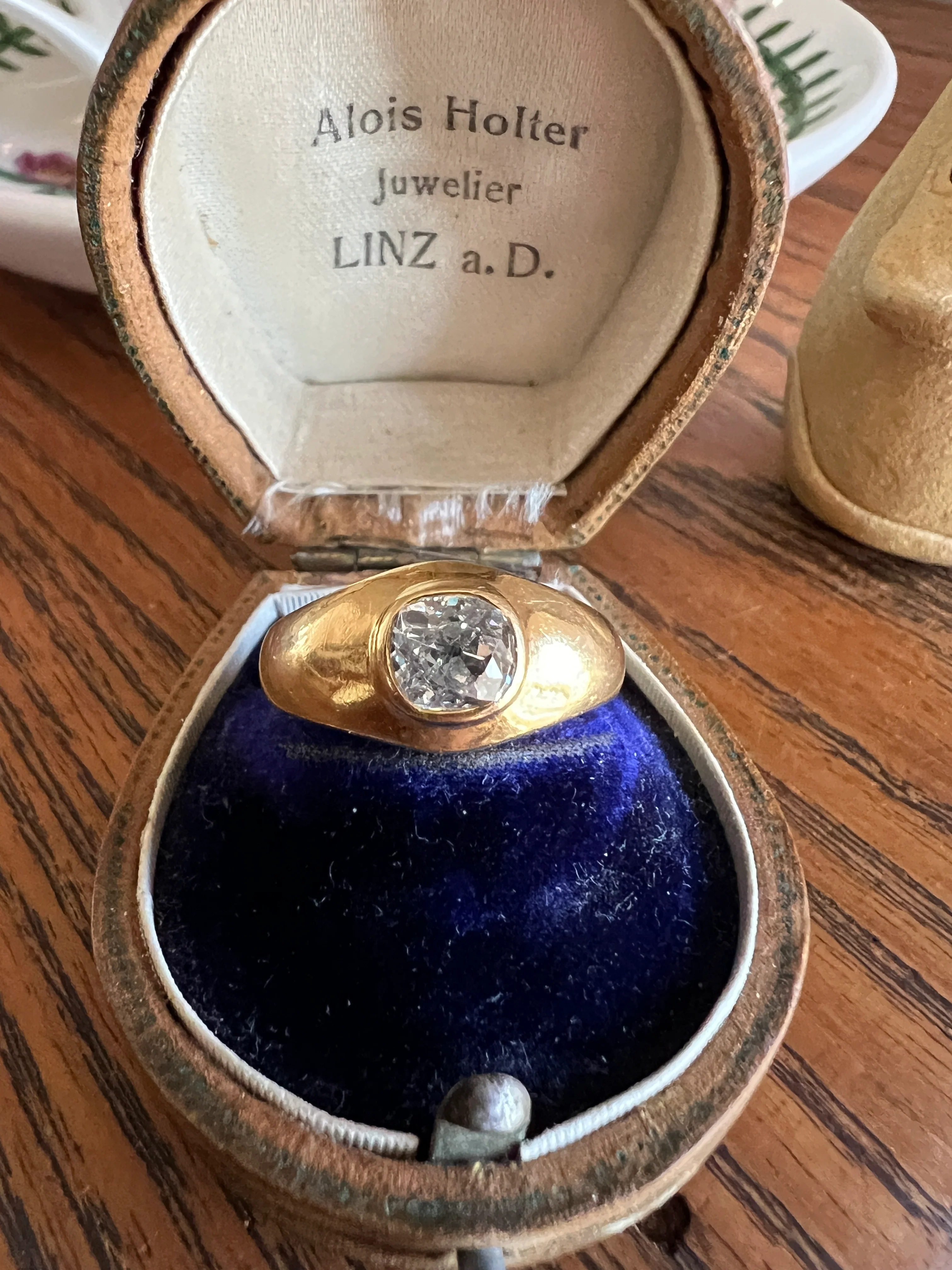 Chunky 1 Carat Antique Old Mine Cut DIAMOND Ring French 6.6g 18k Gold Gypsy Band Solitaire Unisex Man or - Image 22
