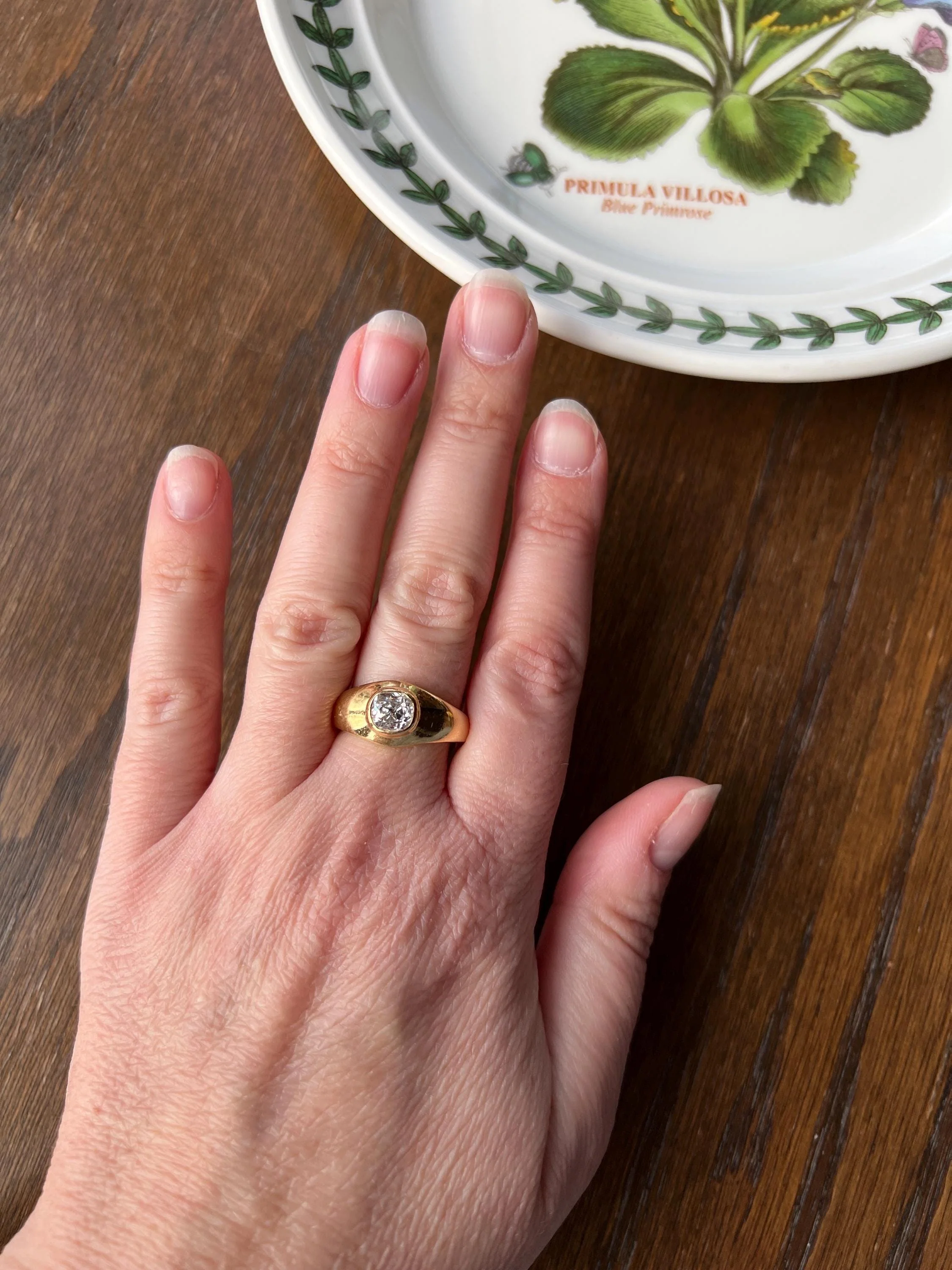 Chunky 1 Carat Antique Old Mine Cut DIAMOND Ring French 6.6g 18k Gold Gypsy Band Solitaire Unisex Man or - Image 7